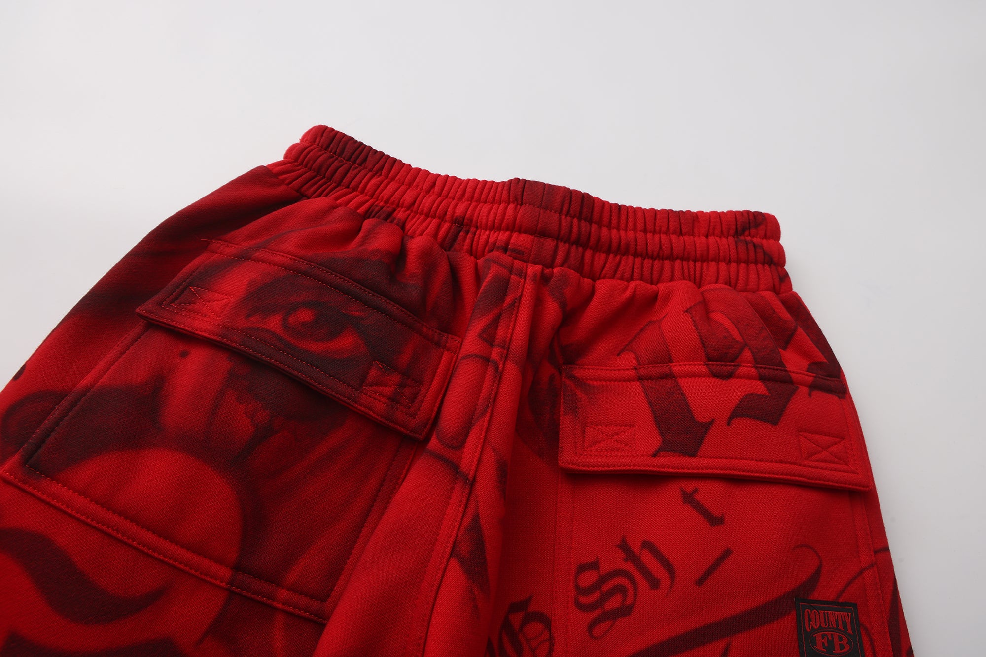 FB County Red Tatted Up Sweatpants