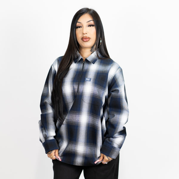 FB County Long Sleeve Checker Zip Shirt - Big & Tall Sizes
