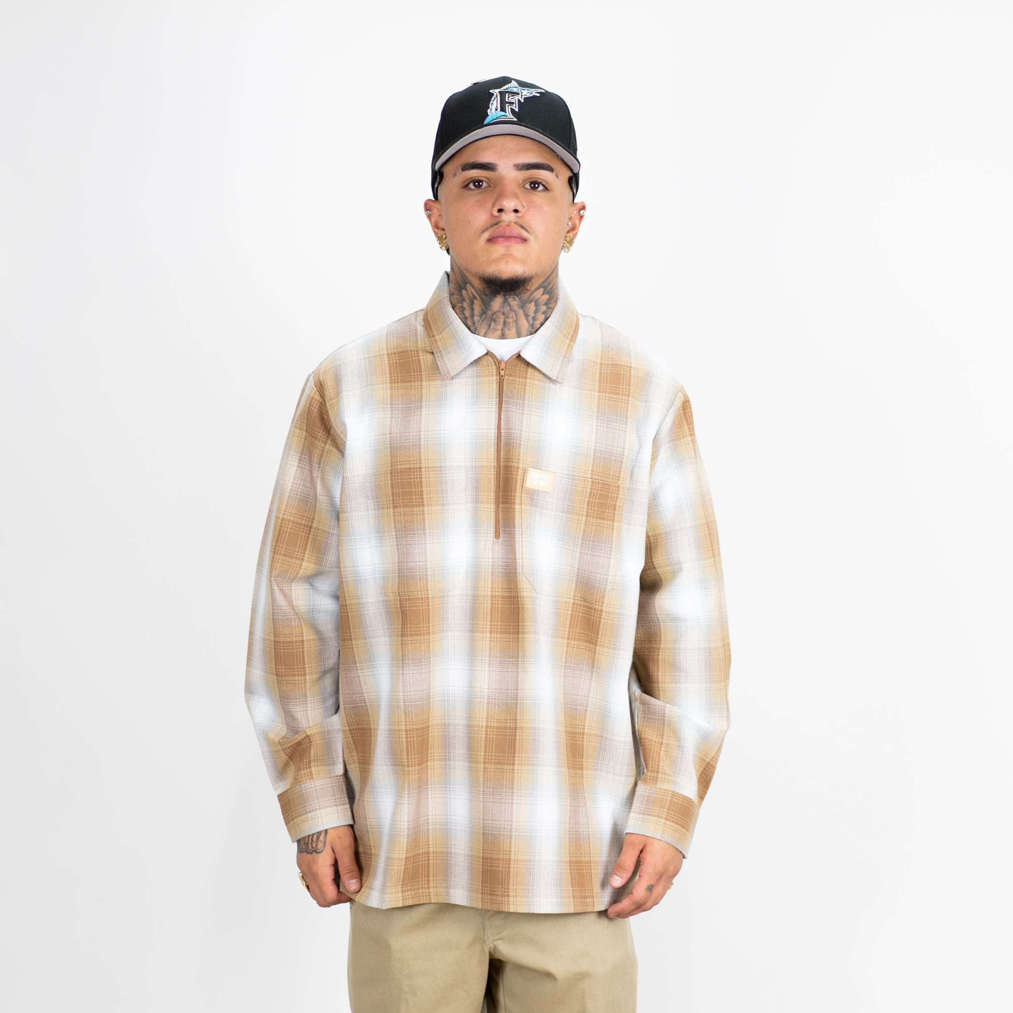 FB County Long Sleeve Checker Zip Shirt