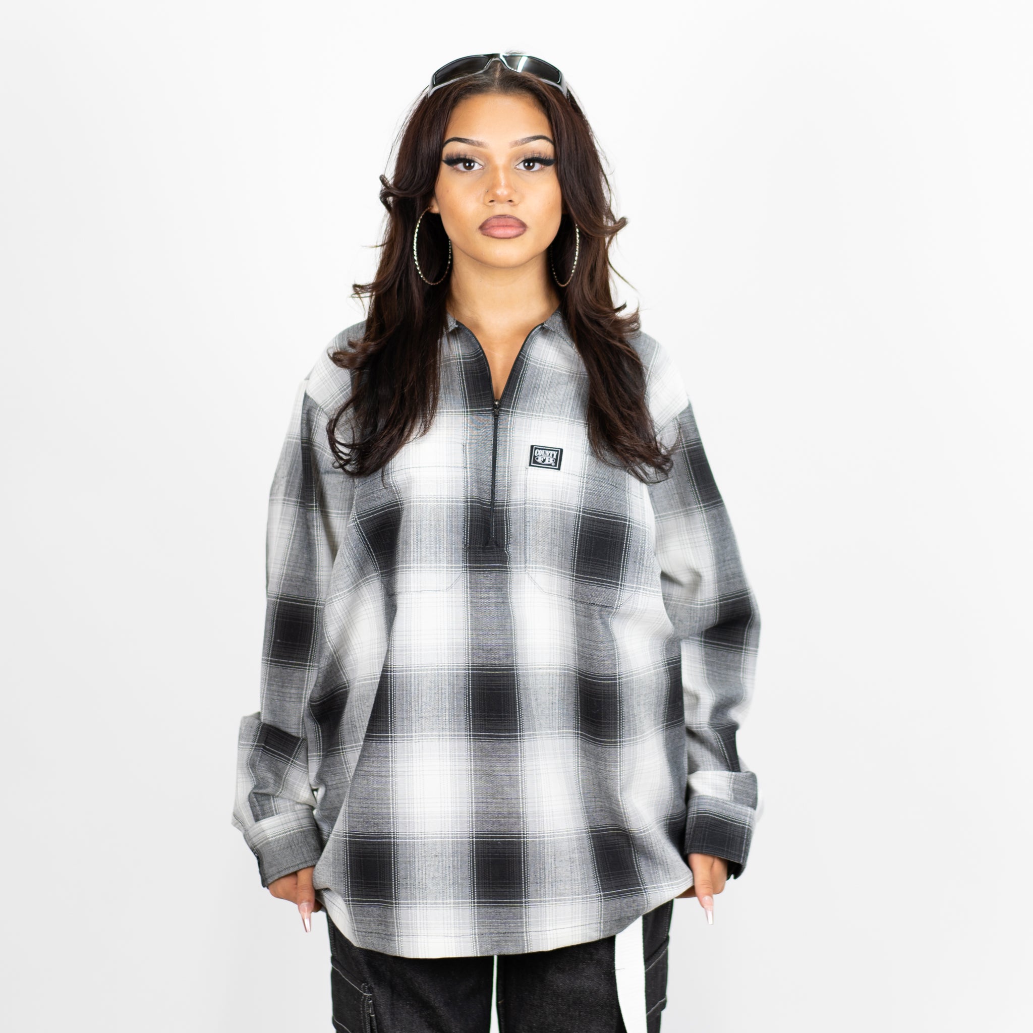 FB County Long Sleeve Checker Zip Shirt