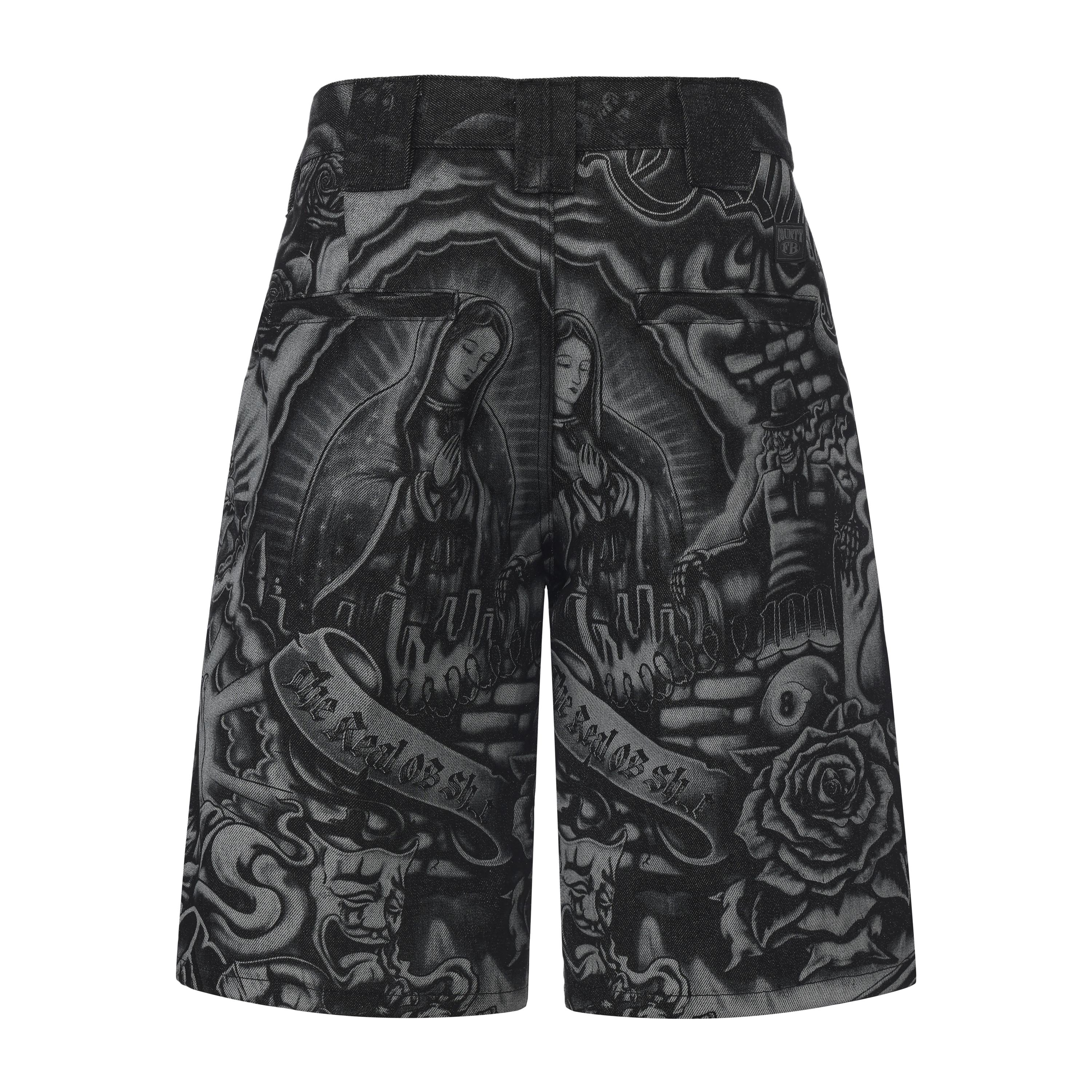FB County Laser Printed Inked Up Hard Denim Shorts