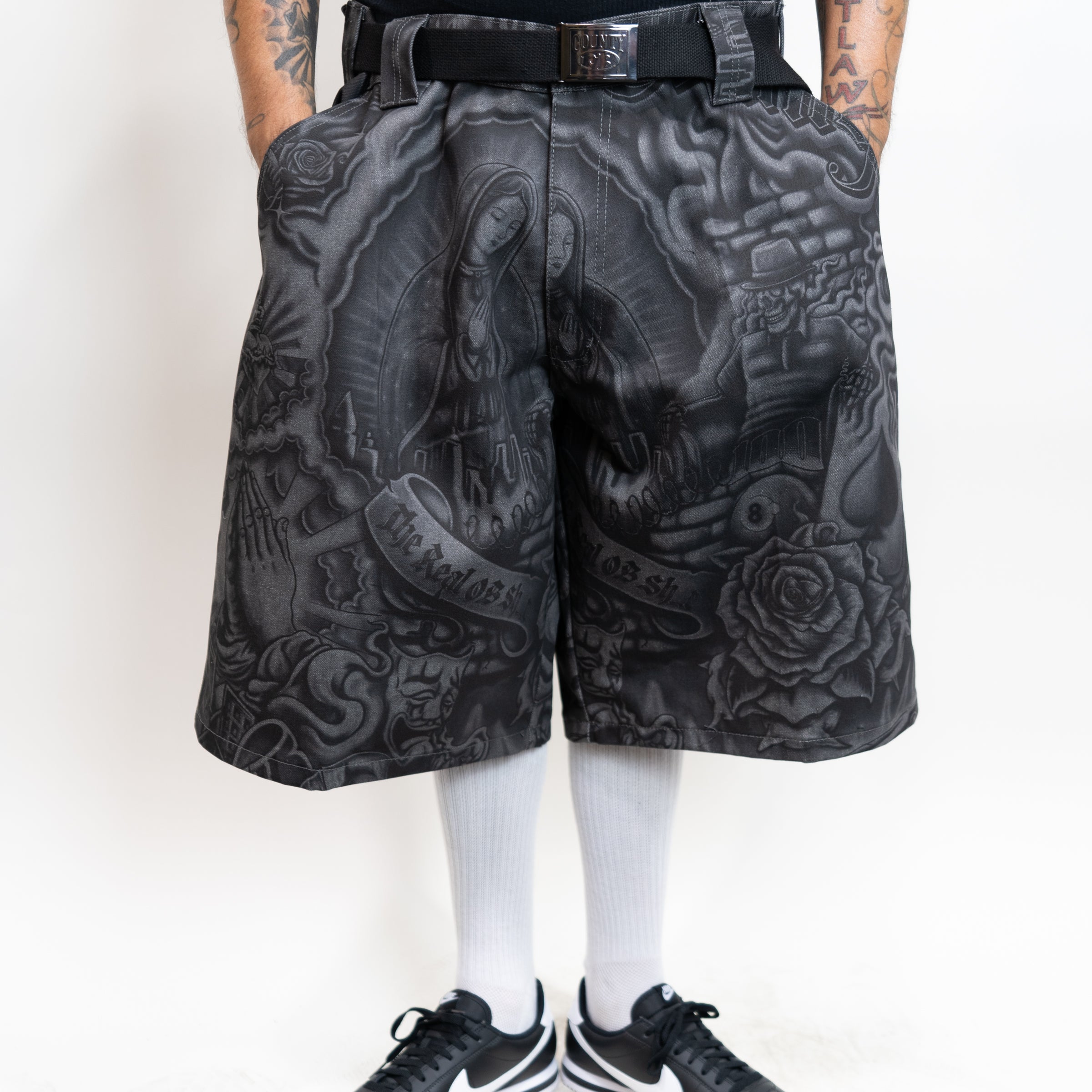 FB County Laser Printed Inked Up Hard Denim Shorts