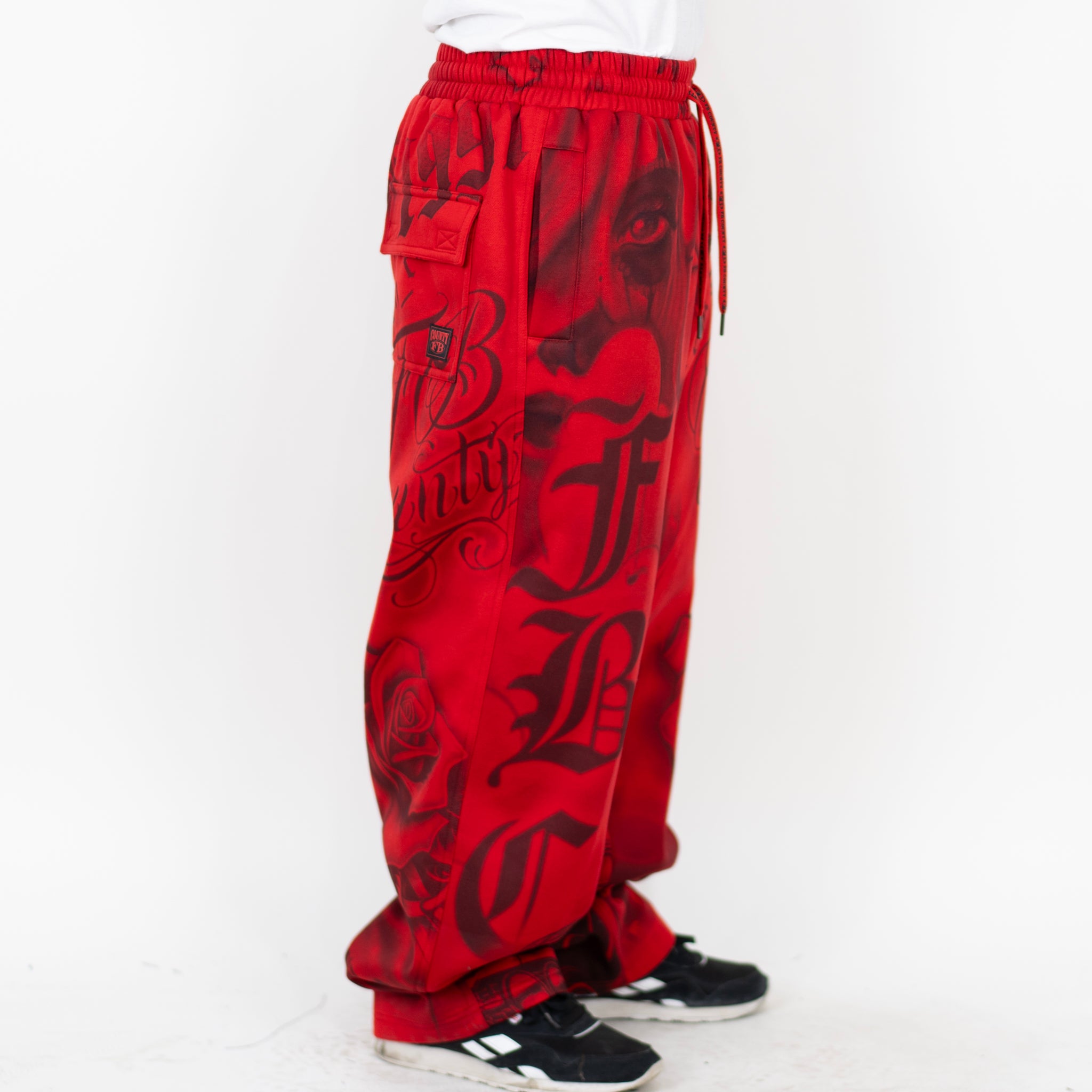 FB County Red Tatted Up Sweatpants