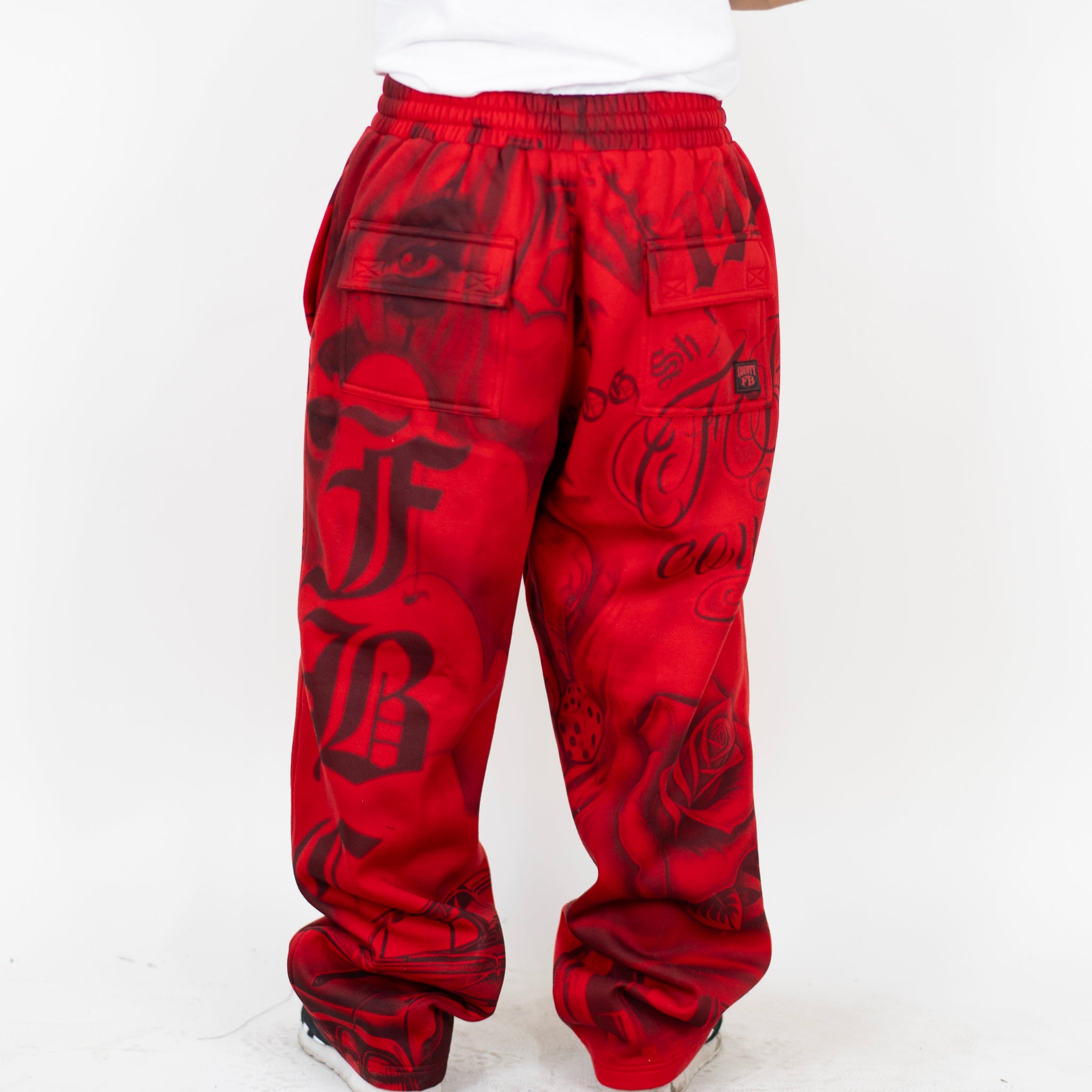 FB County Red Tatted Up Sweatpants