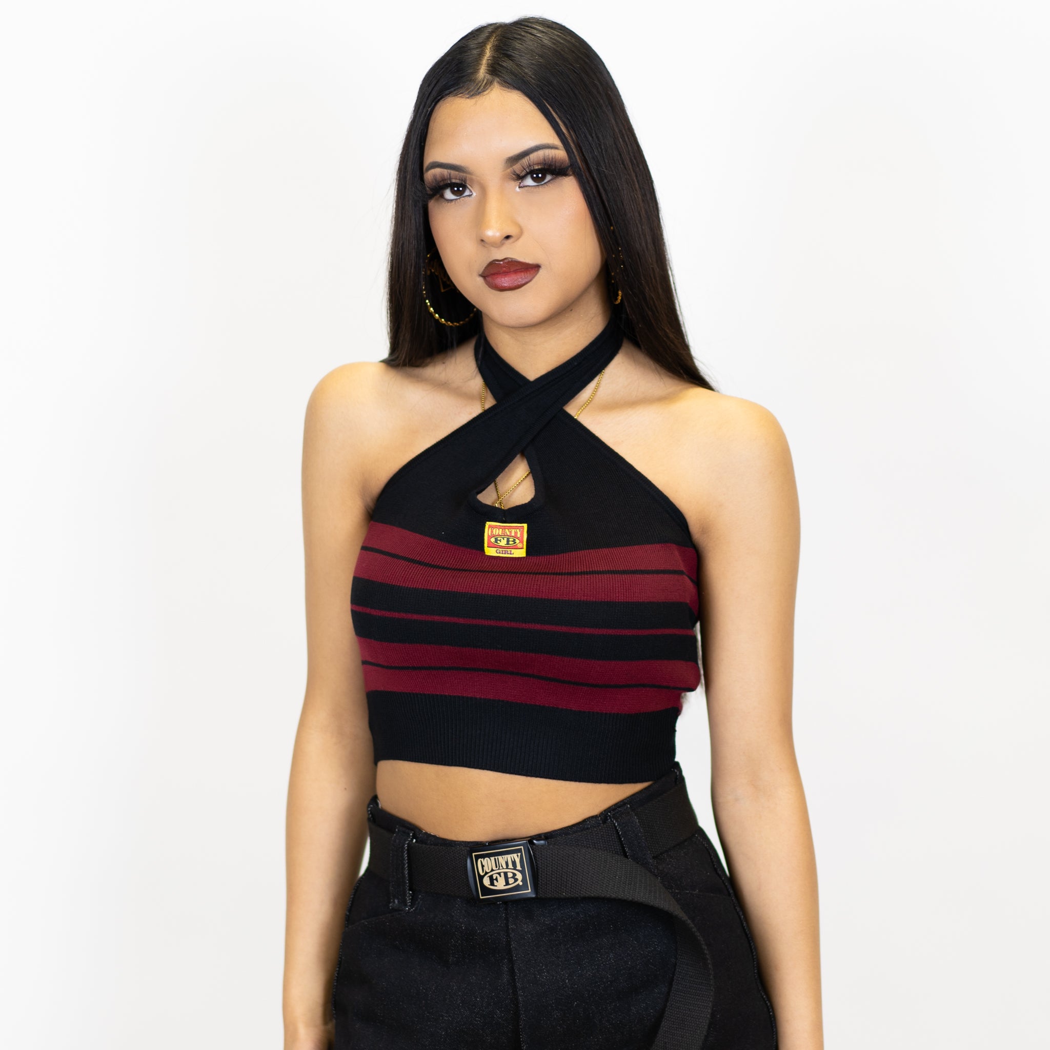 FB County Charlie Brown Cross Halter Top