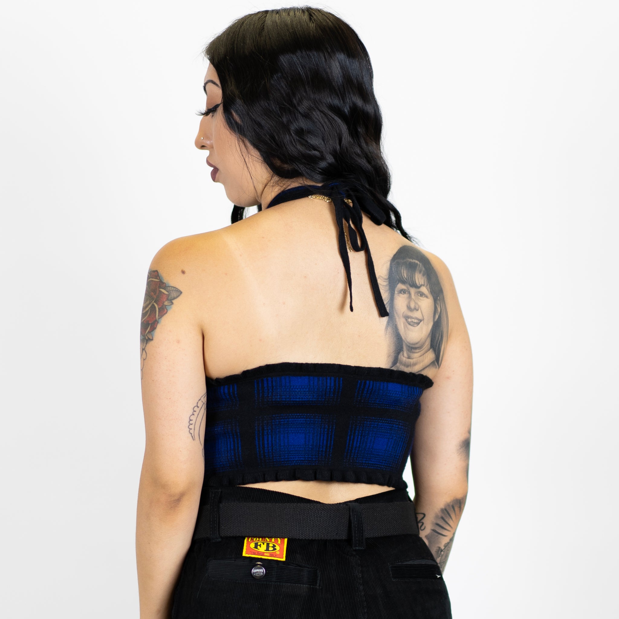 FB County Flannel Backless Halter Top