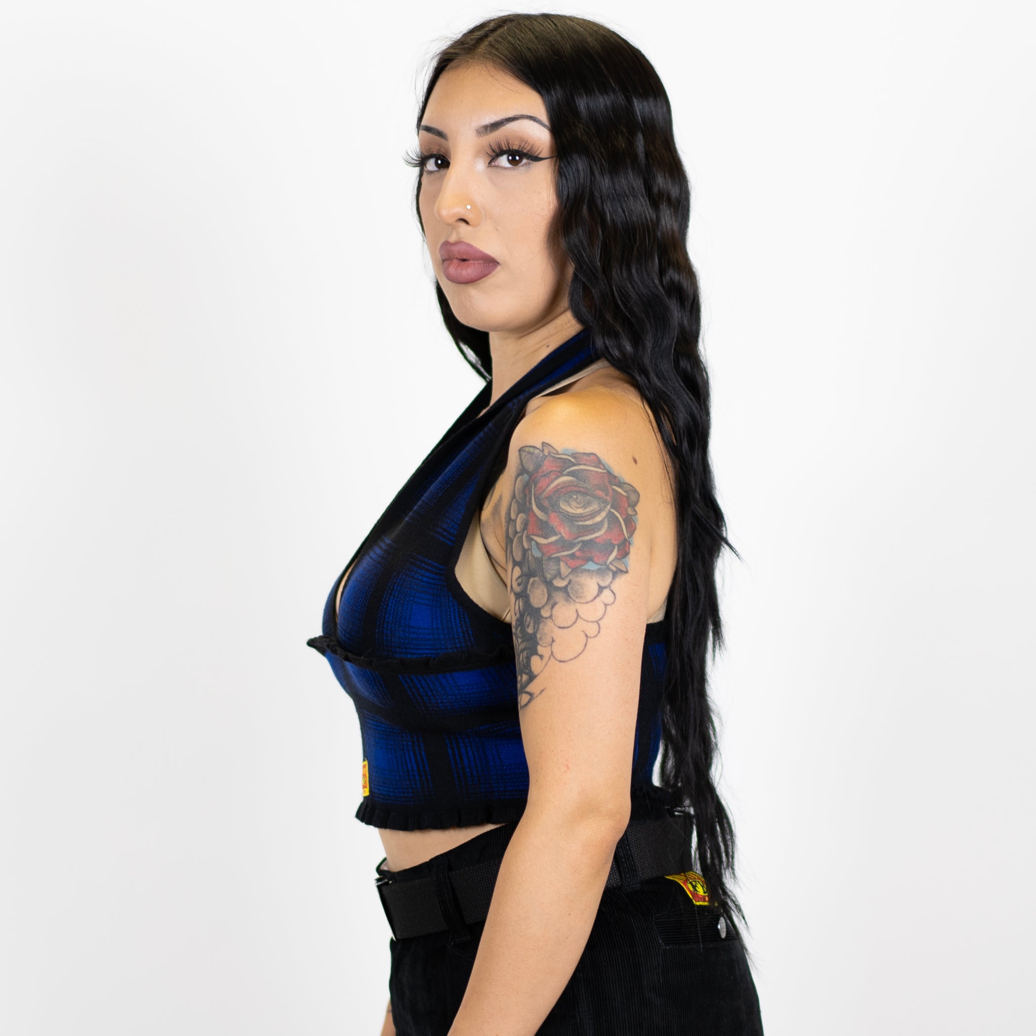 FB County Flannel Backless Halter Top