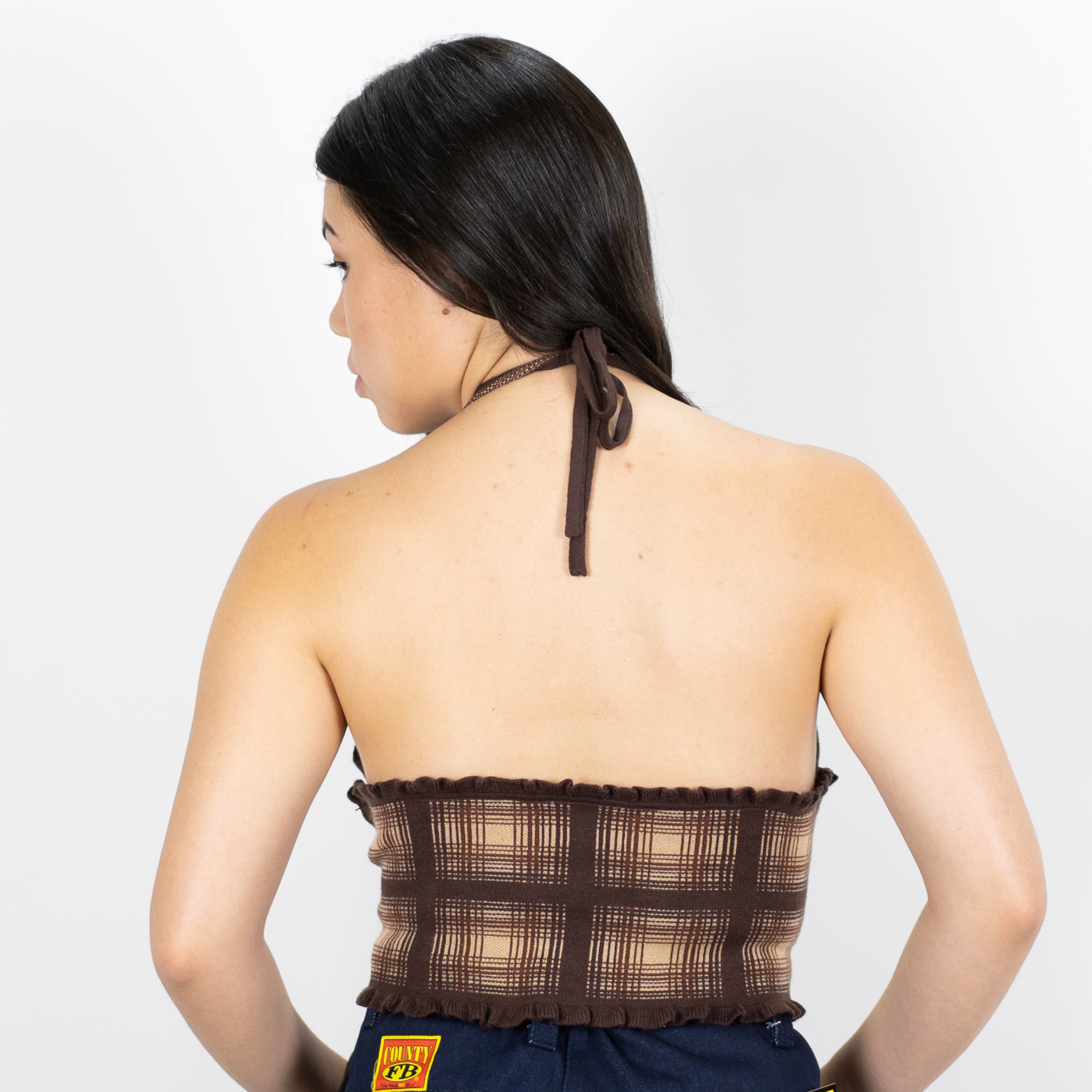FB County Flannel Backless Halter Top