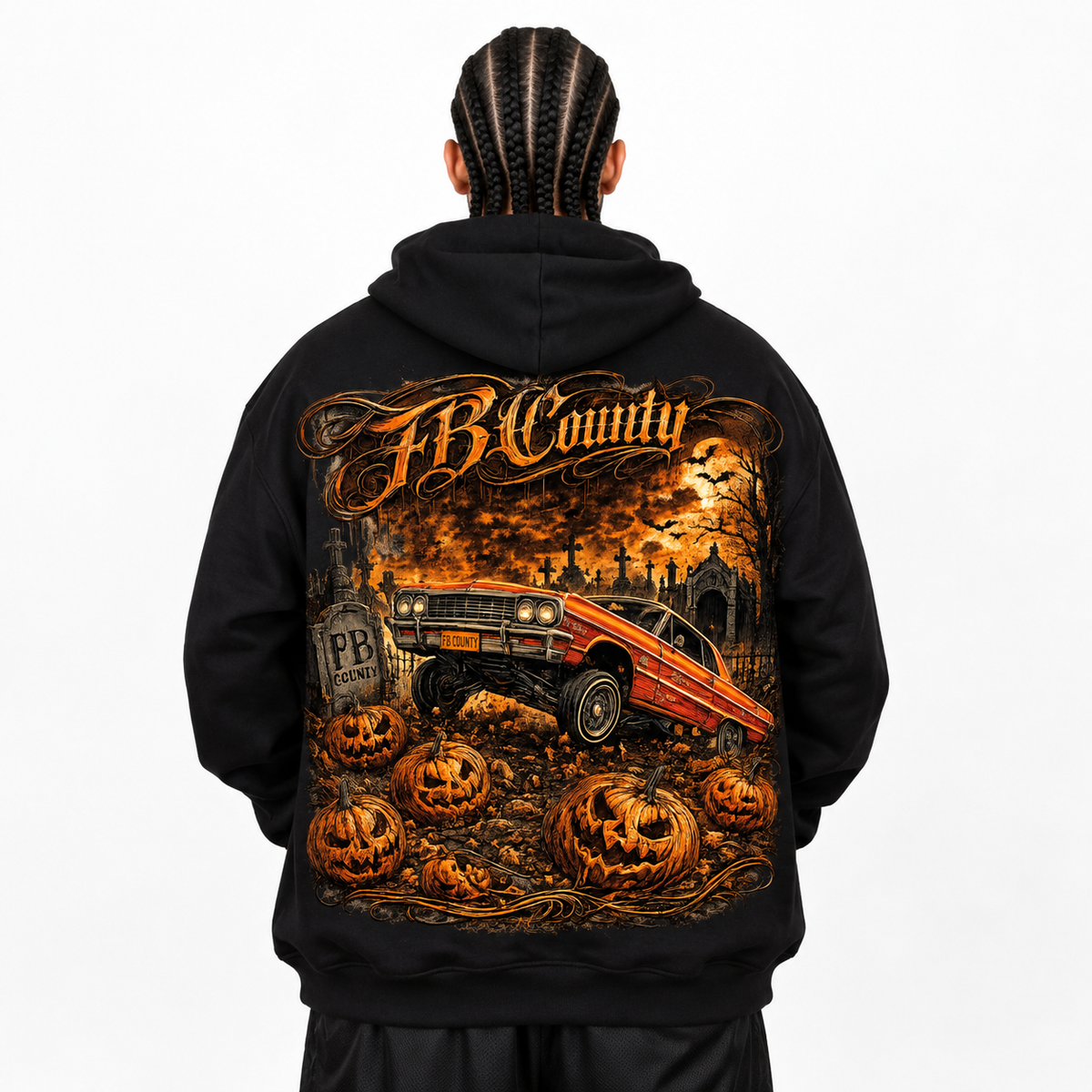 FB County Heavyweight Oversized Halloween Graphic Pullover Hoodies