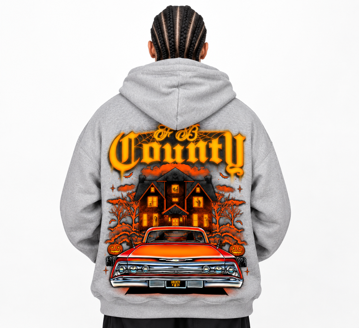 FB County Heavyweight Oversized Halloween Graphic Pullover Hoodies