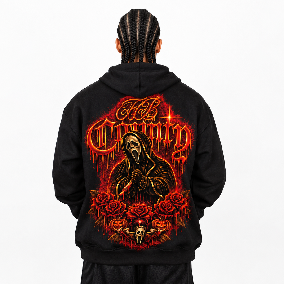 FB County Heavyweight Oversized Halloween Graphic Pullover Hoodies