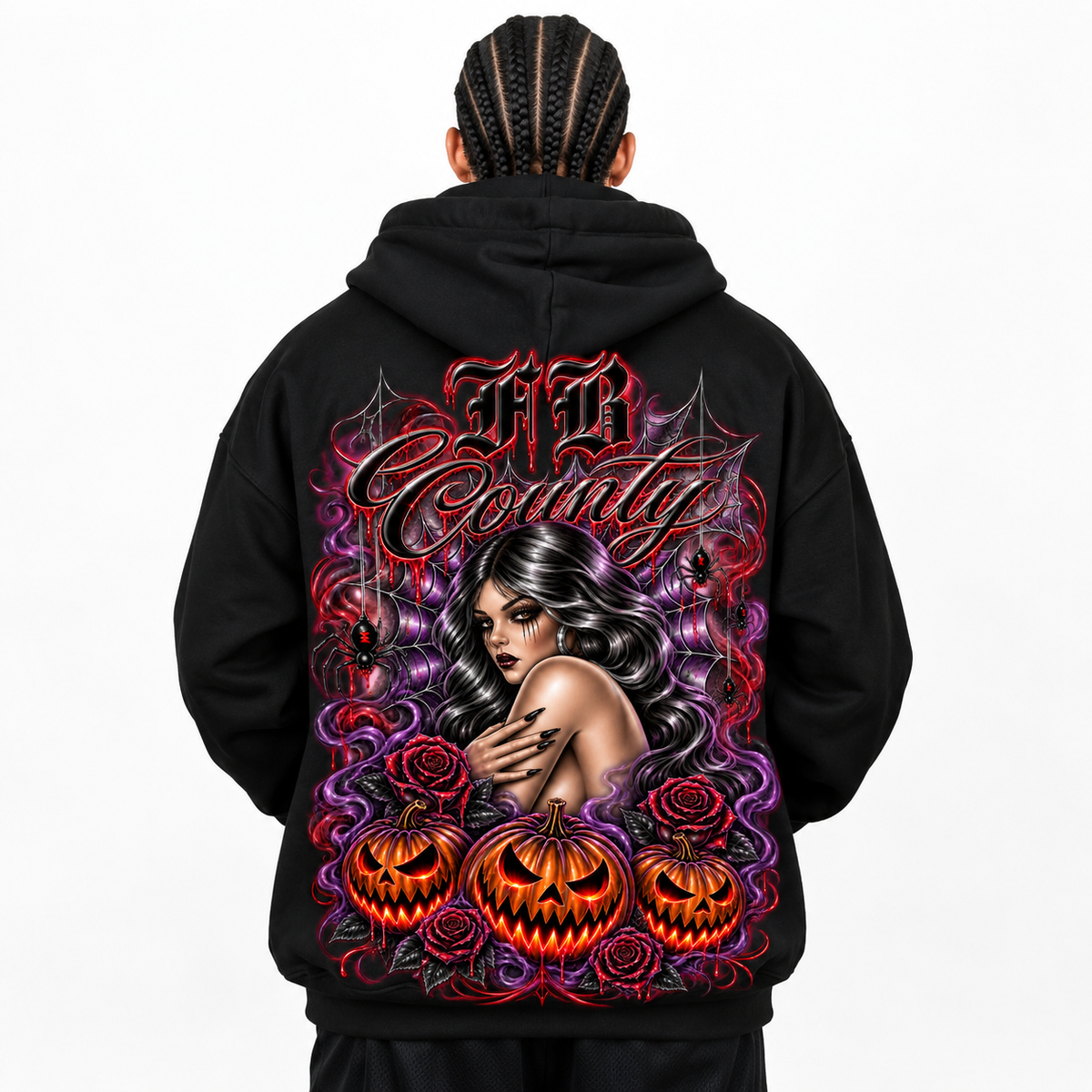 FB County Heavyweight Oversized Halloween Graphic Pullover Hoodies
