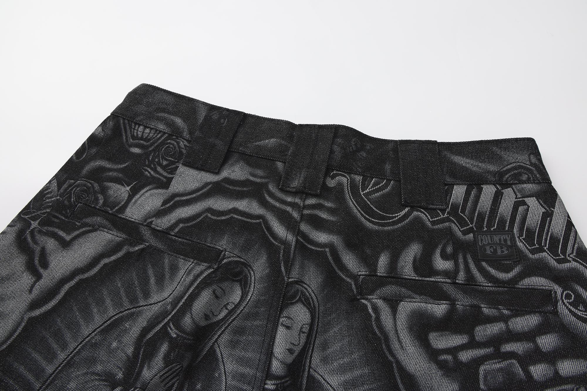 FB County Laser Printed Inked Up Hard Denim Shorts