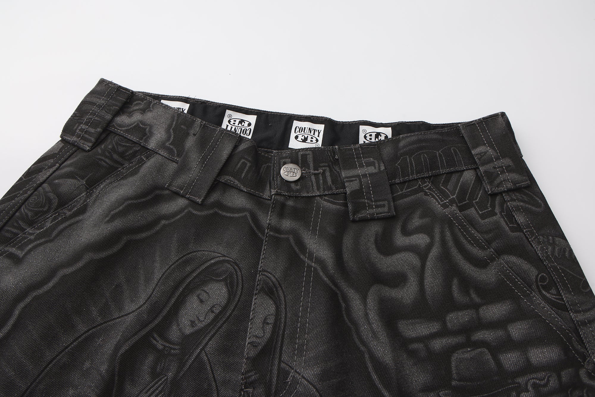 FB County Laser Printed Inked Up Hard Denim Shorts