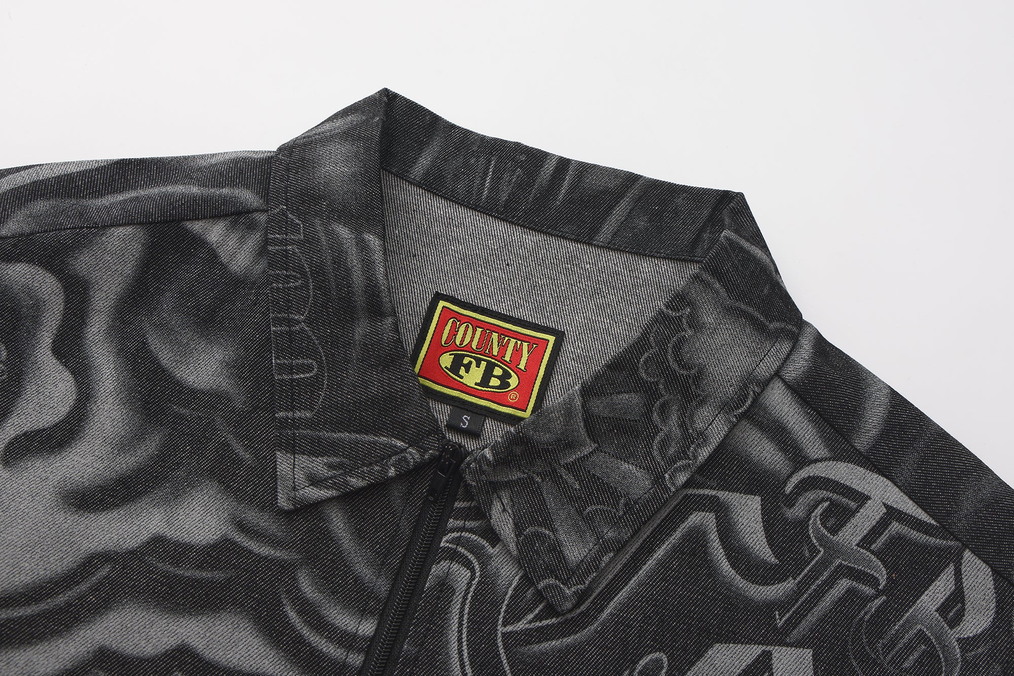 FB County Inked Up Hard Denim Short Sleeve Zip Shirt