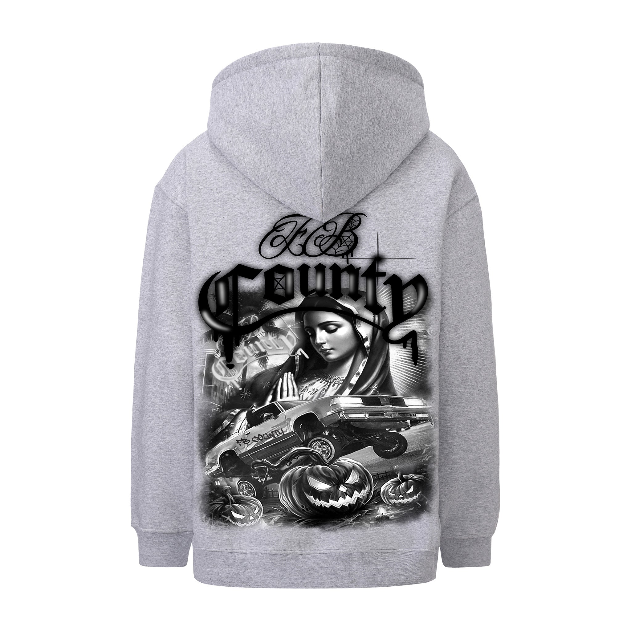 FB County Heavyweight Oversized Halloween Graphic Zip-Up Hoodies