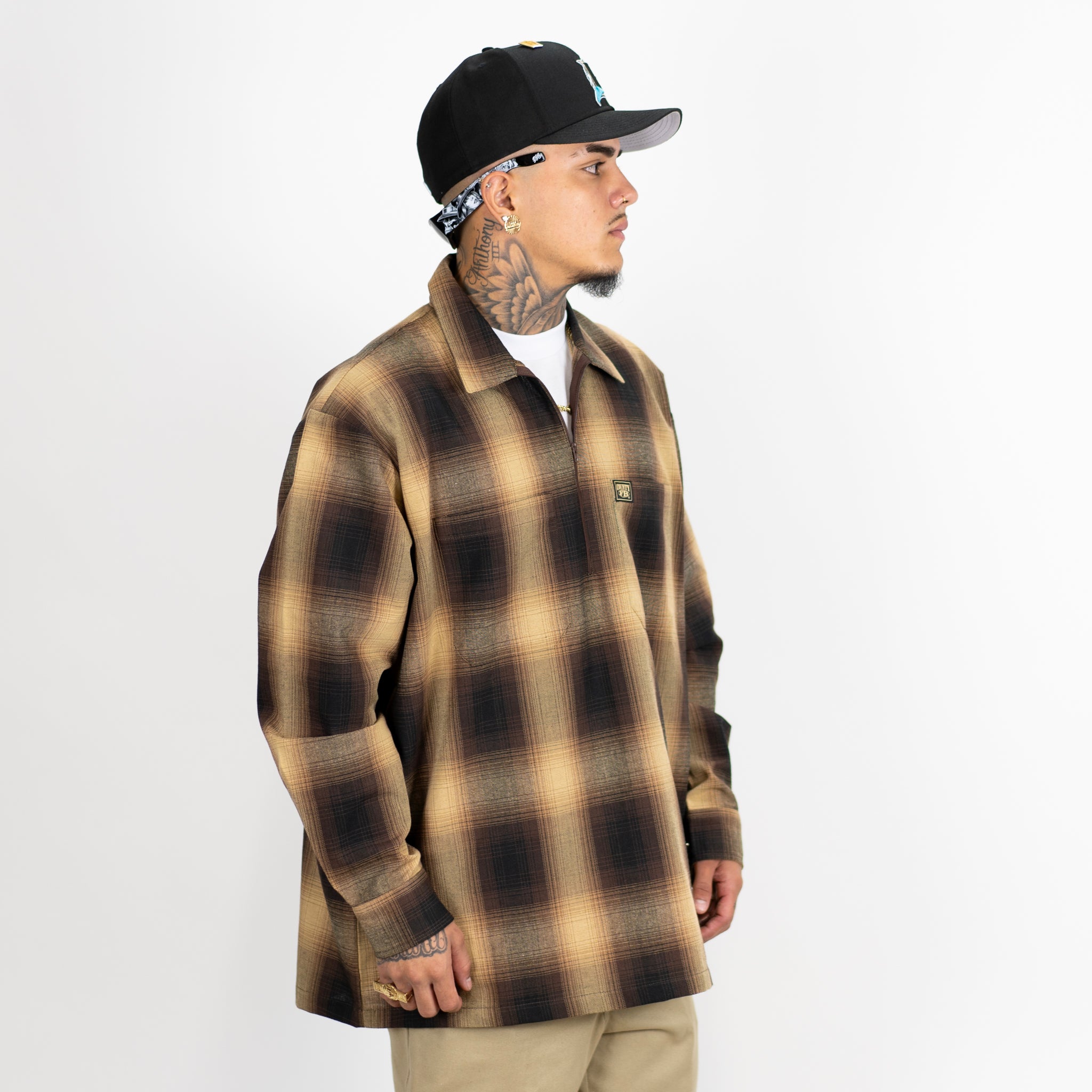 FB County Long Sleeve Checker Zip Shirt