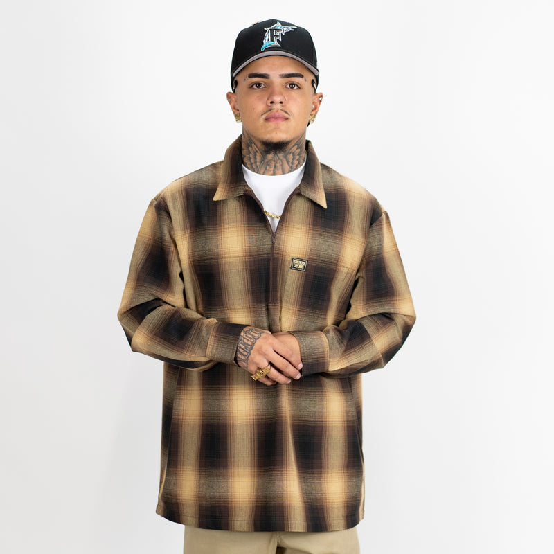 FB County Long Sleeve Checker Zip Shirt - Big & Tall Sizes