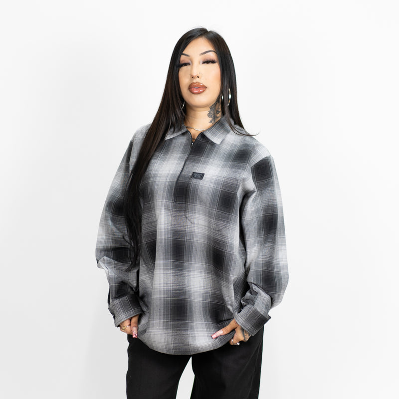 FB County Long Sleeve Checker Zip Shirt - Big & Tall Sizes