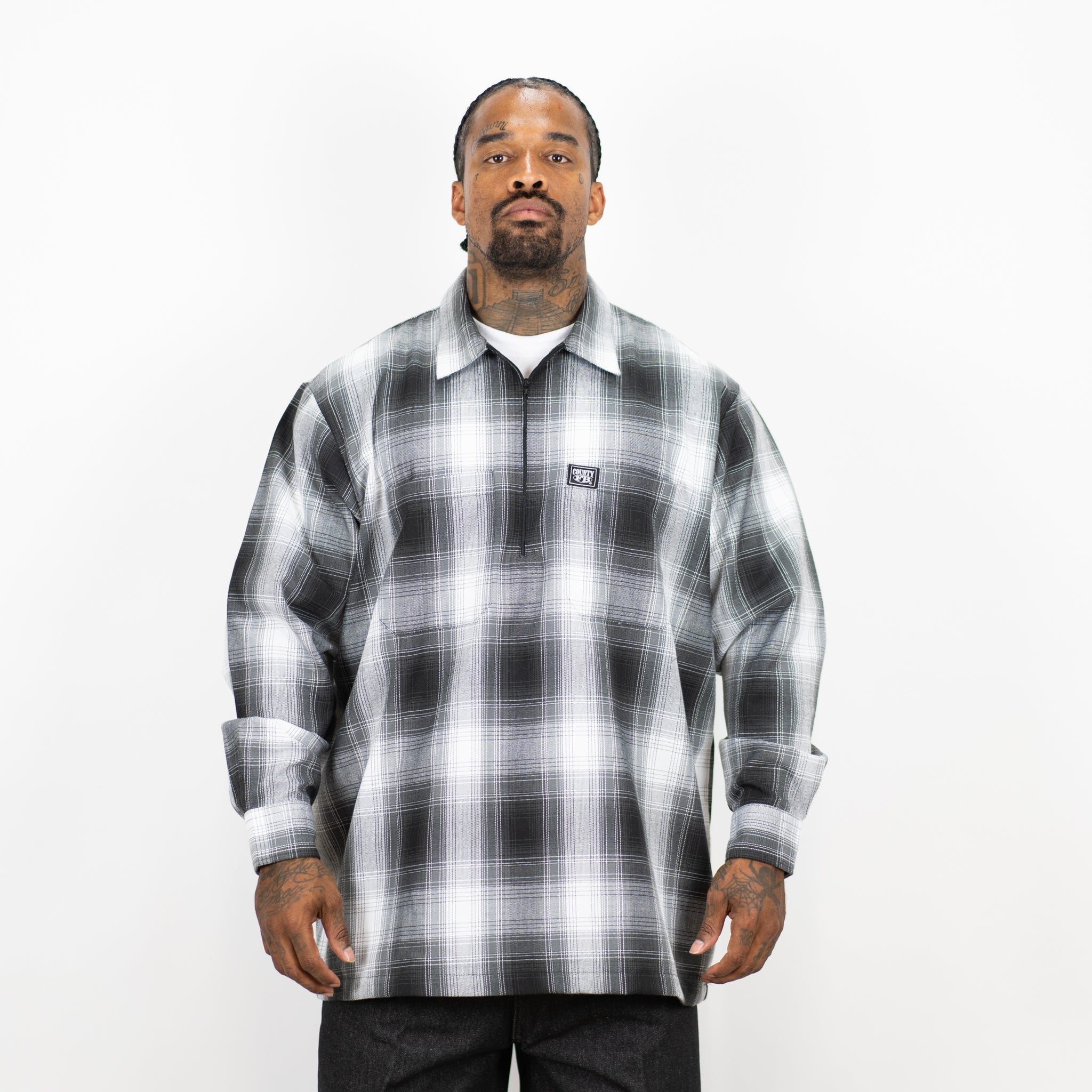 FB County Long Sleeve Checker Zip Shirt