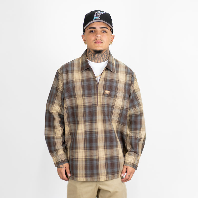 FB County Long Sleeve Checker Zip Shirt