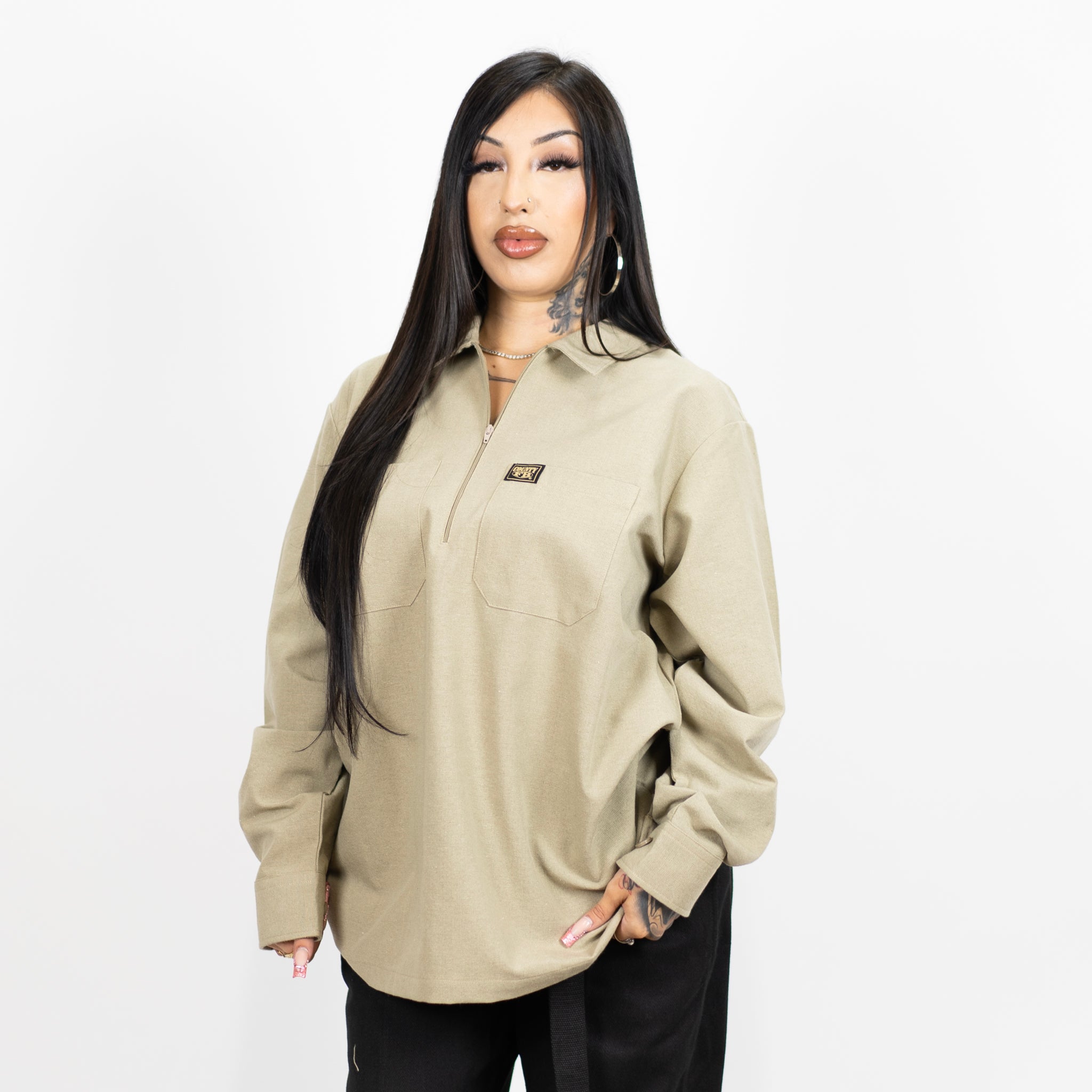 FB County Long Sleeve Checker Zip Shirt - Big & Tall Sizes