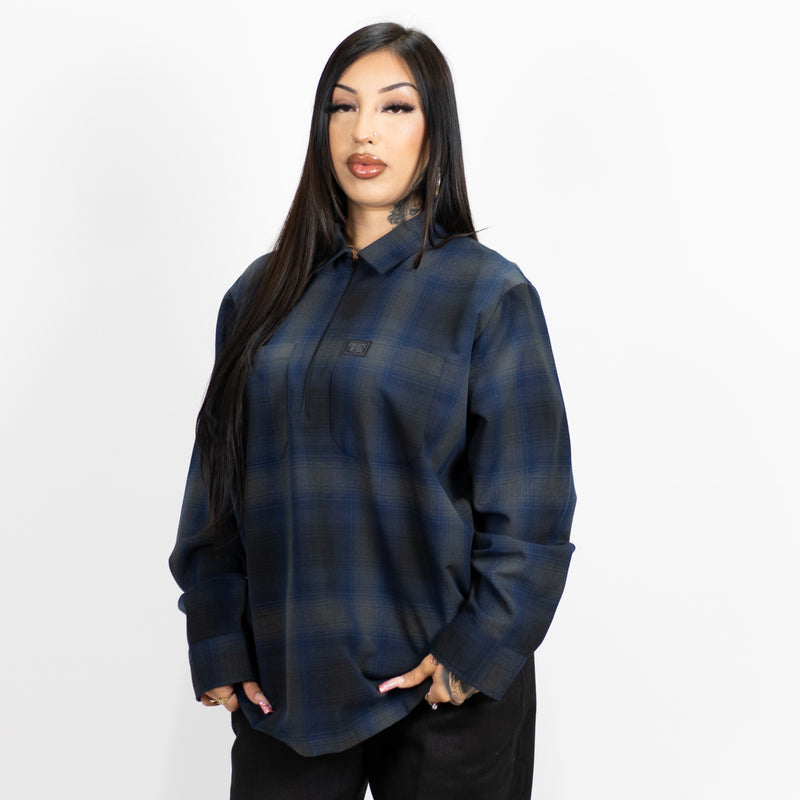 FB County Long Sleeve Checker Zip Shirt - Big & Tall Sizes