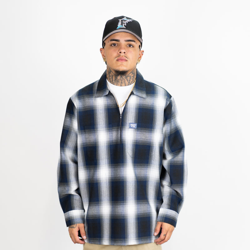 FB County Long Sleeve Checker Zip Shirt - Big & Tall Sizes