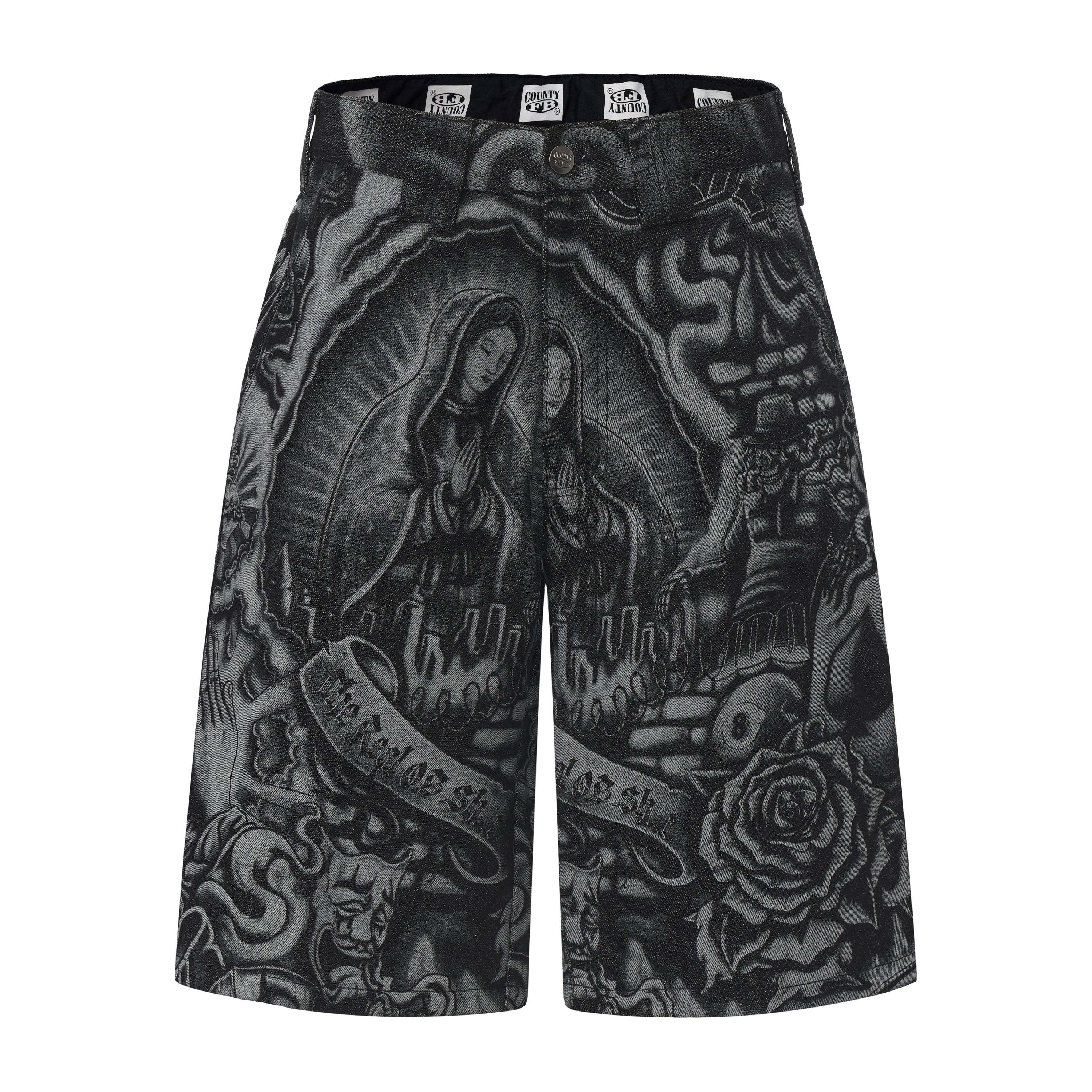 FB County Laser Printed Inked Up Hard Denim Shorts