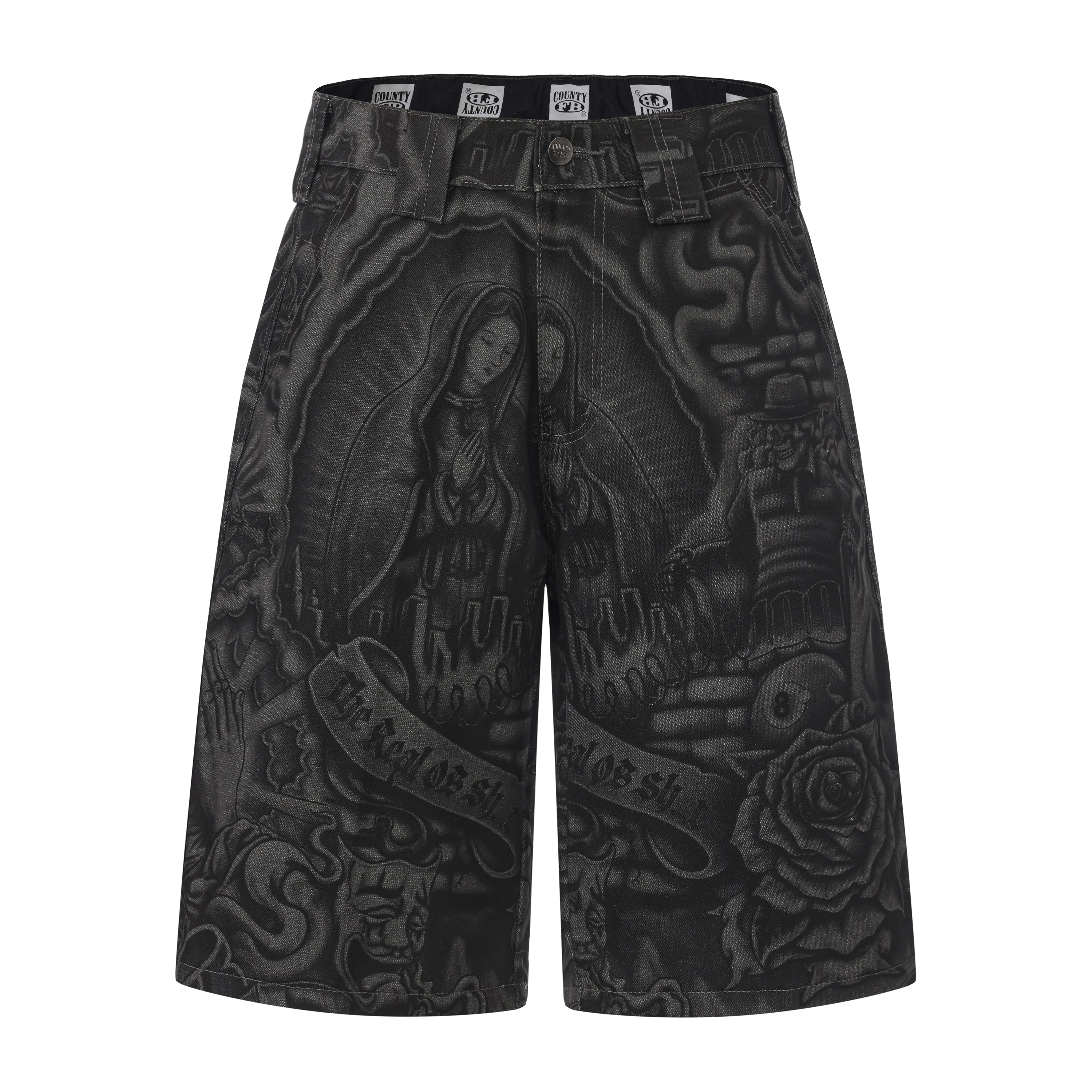 FB County Laser Printed Inked Up Hard Denim Shorts