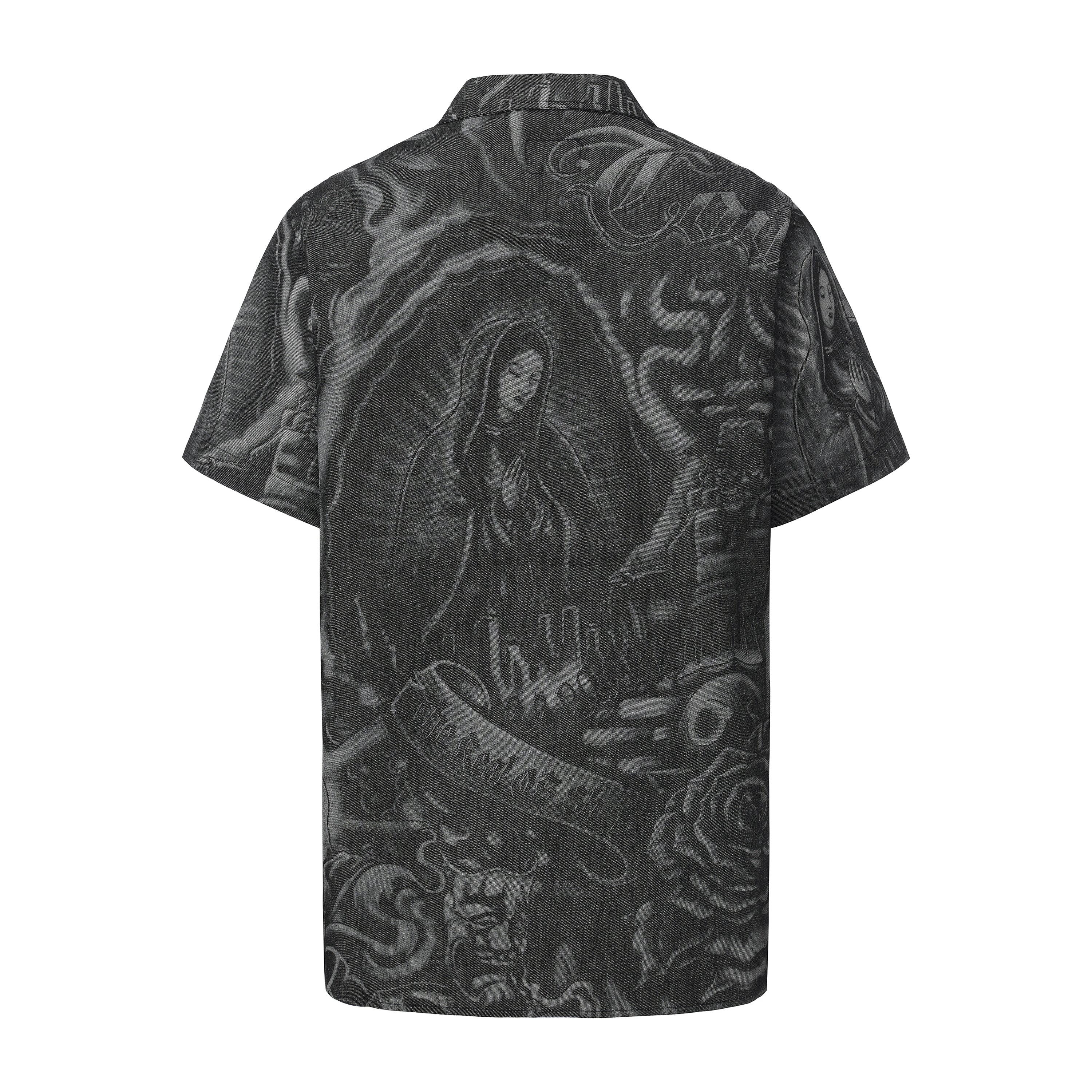 FB County Inked Up Hard Denim Short Sleeve Zip Shirt