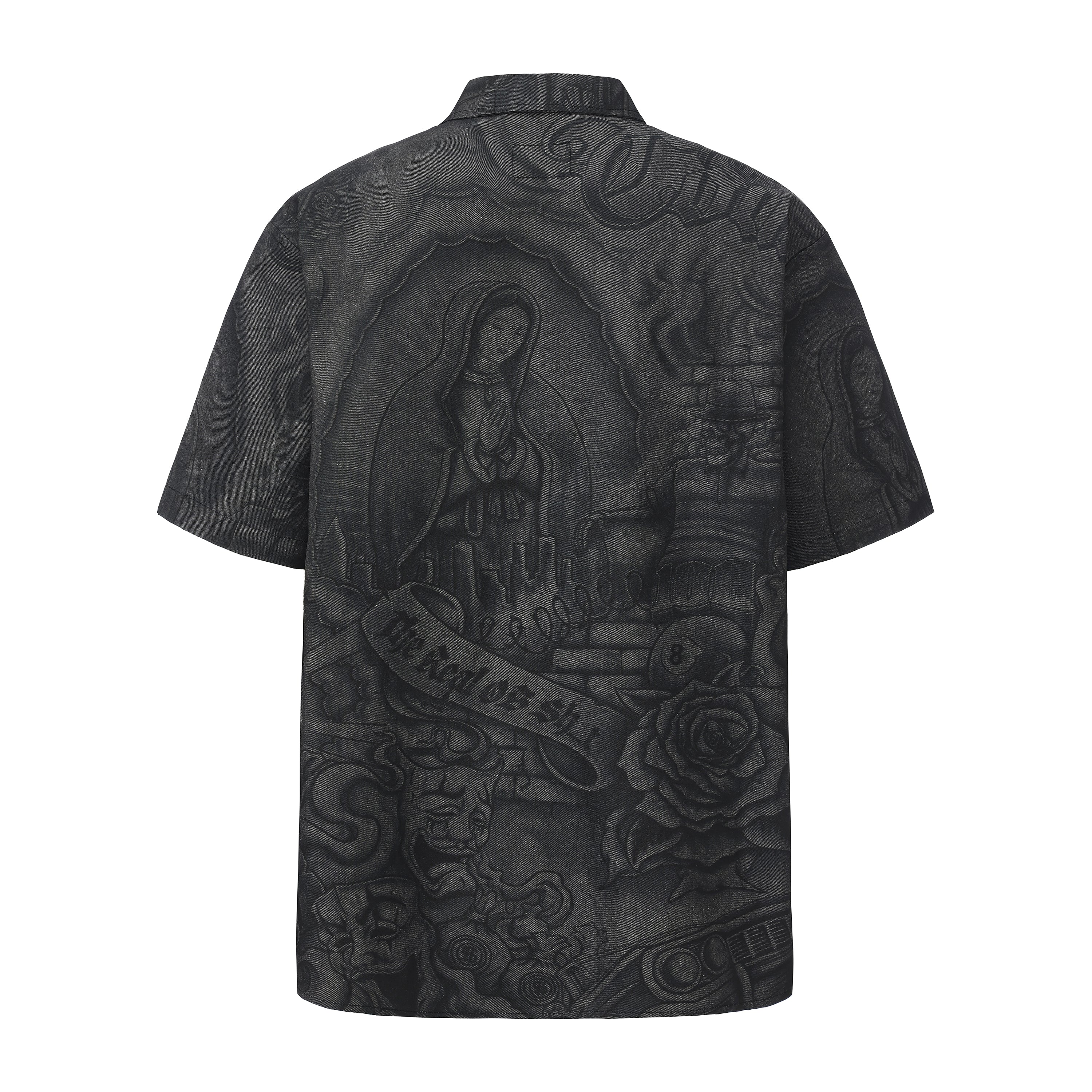 FB County Inked Up Hard Denim Short Sleeve Zip Shirt