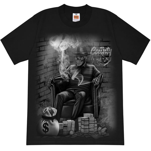 FB County Smoking Skeleton Heavy Hard T-Shirt