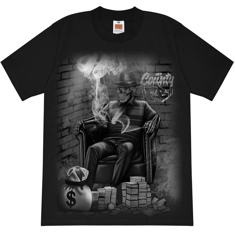 FB County Smoking Skeleton Heavy Hard T-Shirt