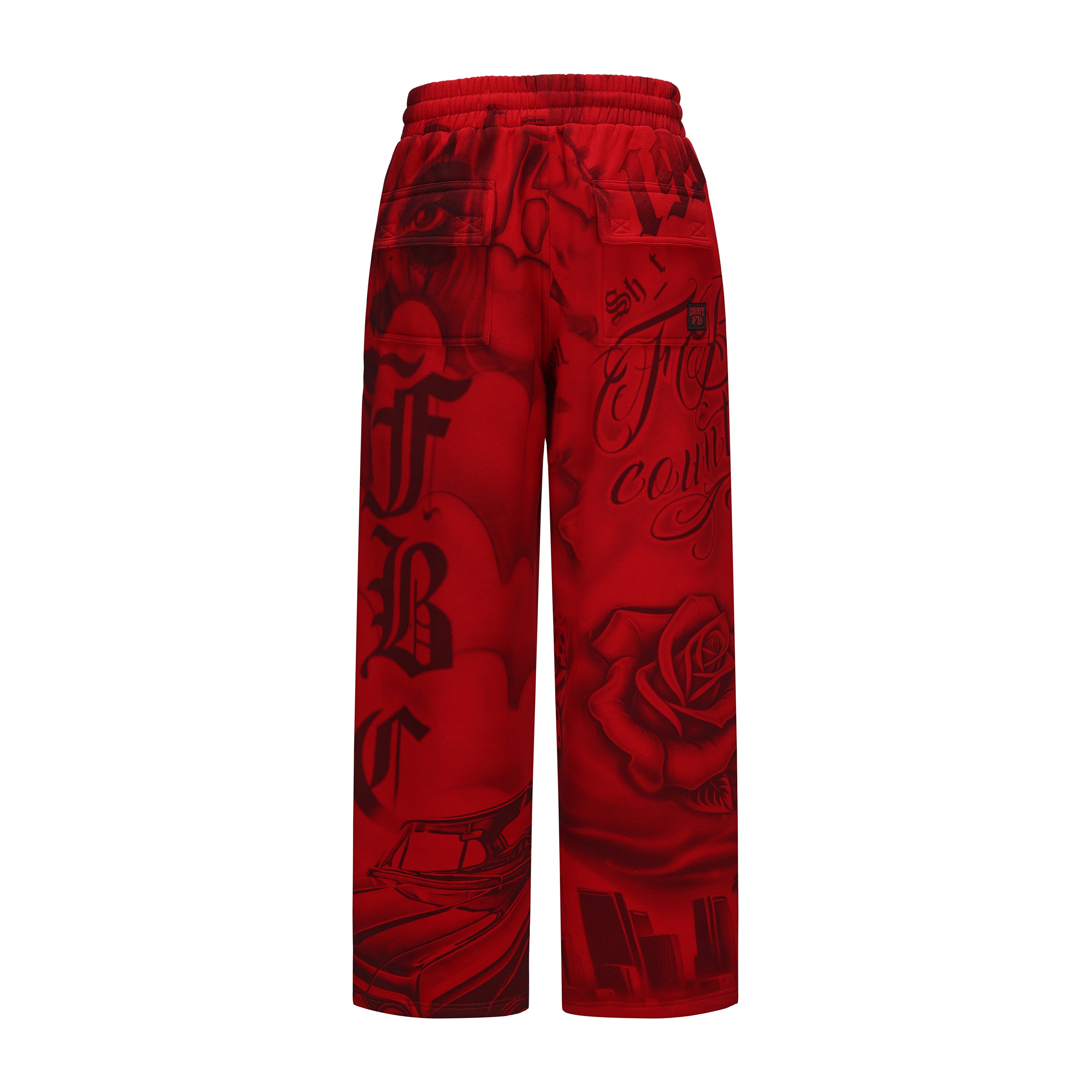 FB County Red Tatted Up Sweatpants