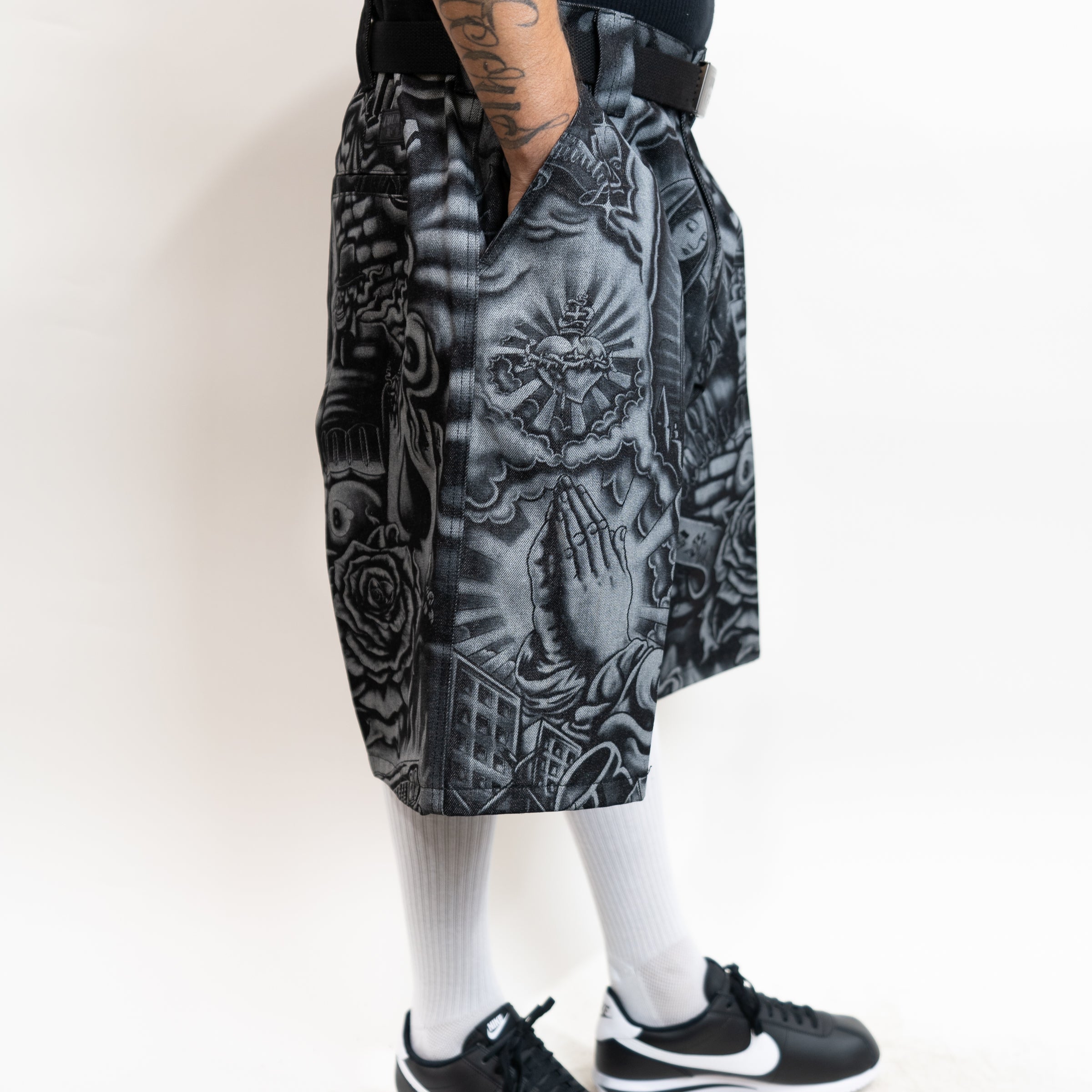 FB County Laser Printed Inked Up Hard Denim Shorts