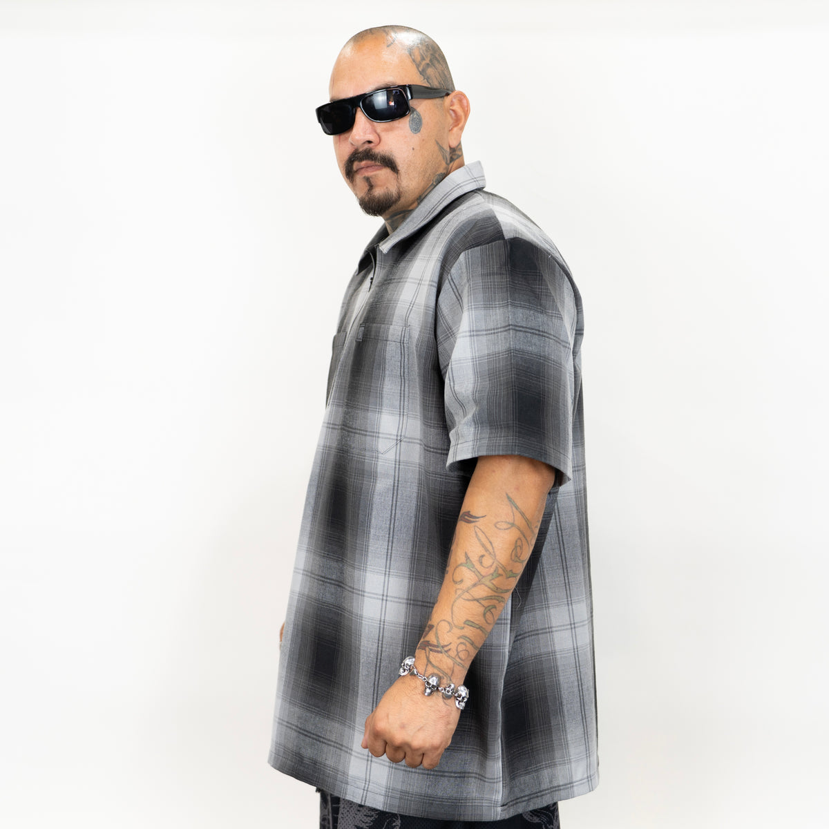 FB County NEW Short Sleeve Checker Zip Shirt