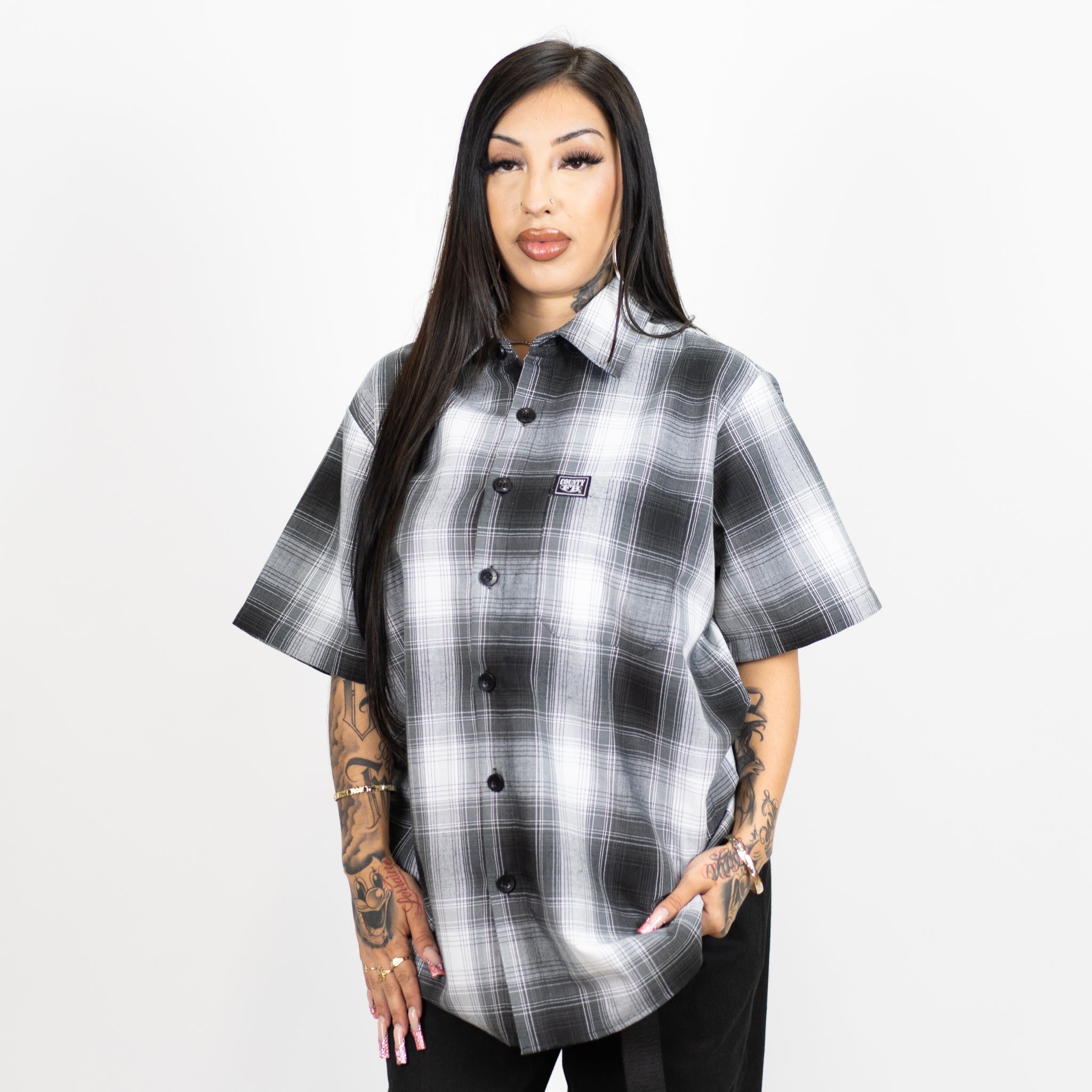 Fb County Short Sleeve Checker Flannel Shirt Brown/Grey / Large