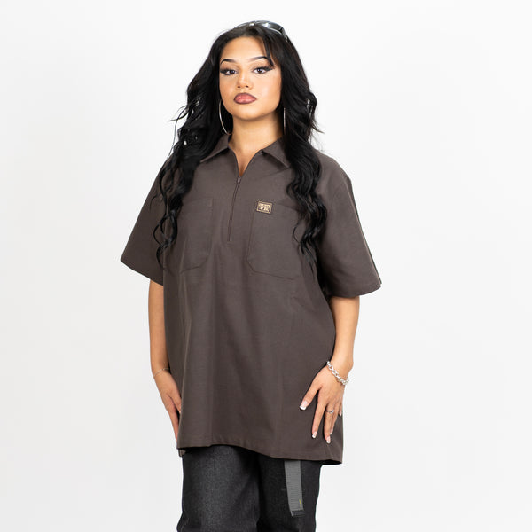 FB County Short Sleeve Checker Zip Shirt - Big & Tall Sizes