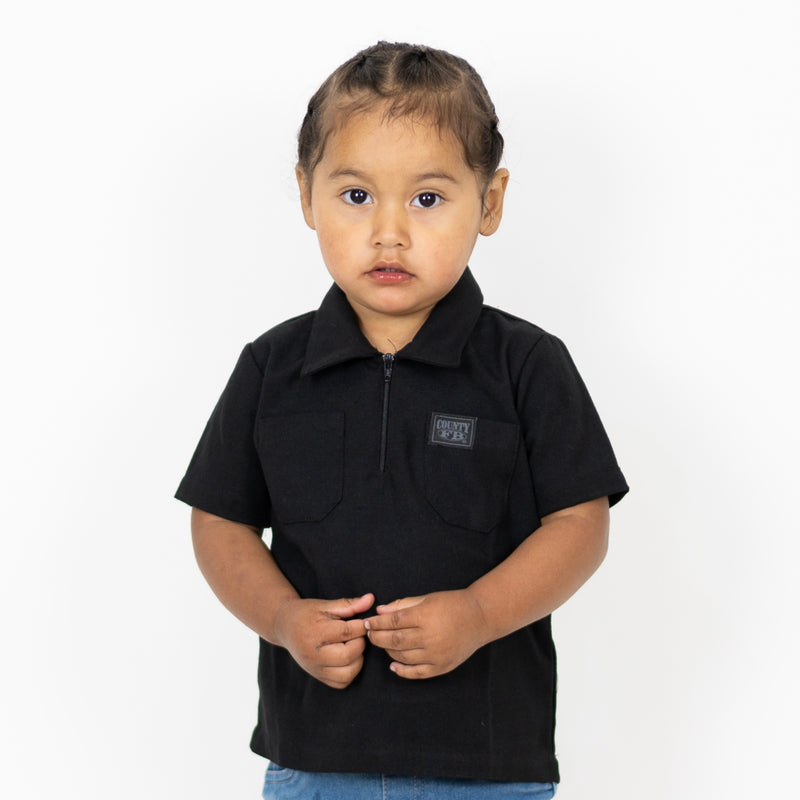 FB County Kids Short Sleeve Checker Zip Shirt