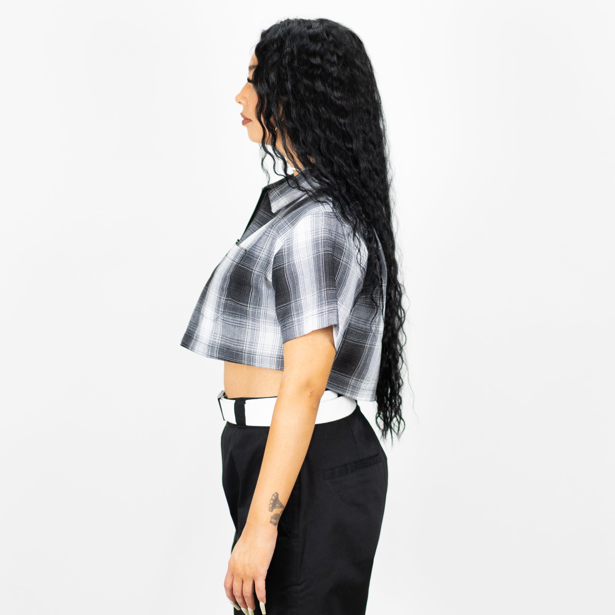 FB County Checker Zip Crop Top