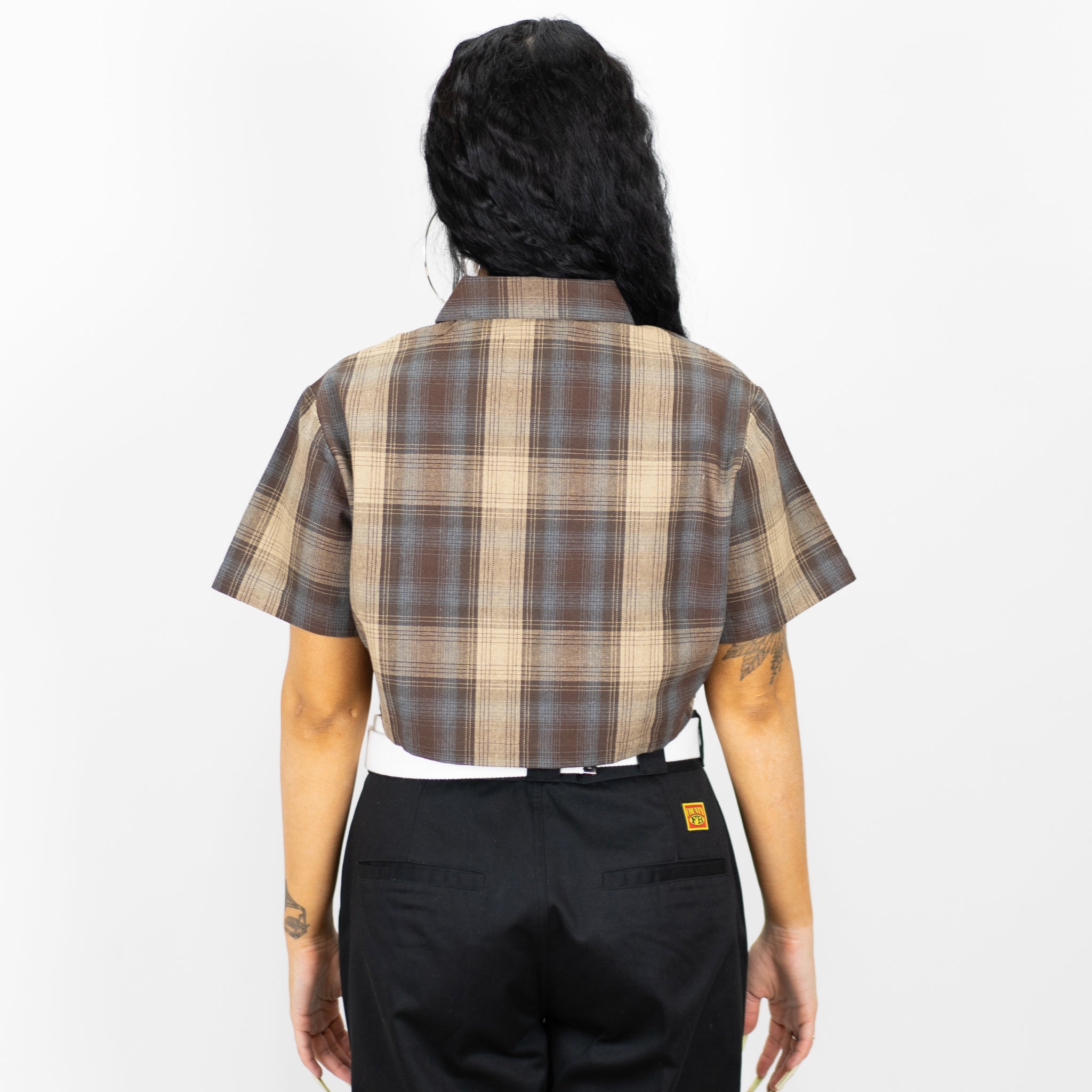 FB County Checker Zip Crop Top