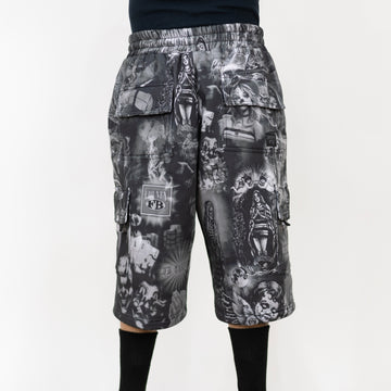 FB County Laser Print Fleece Cargo Shorts