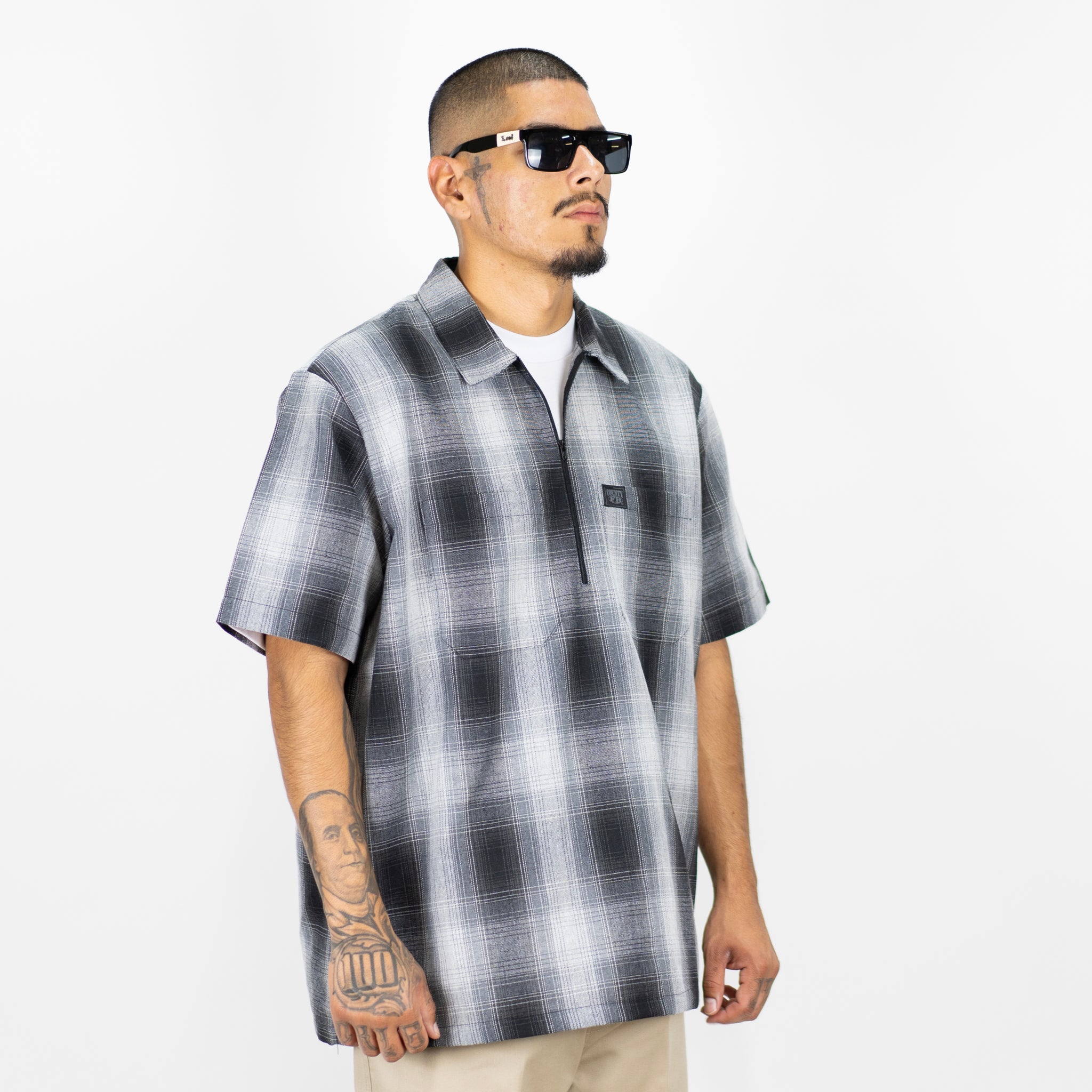 FB County Short Sleeve Checker Zip Shirt