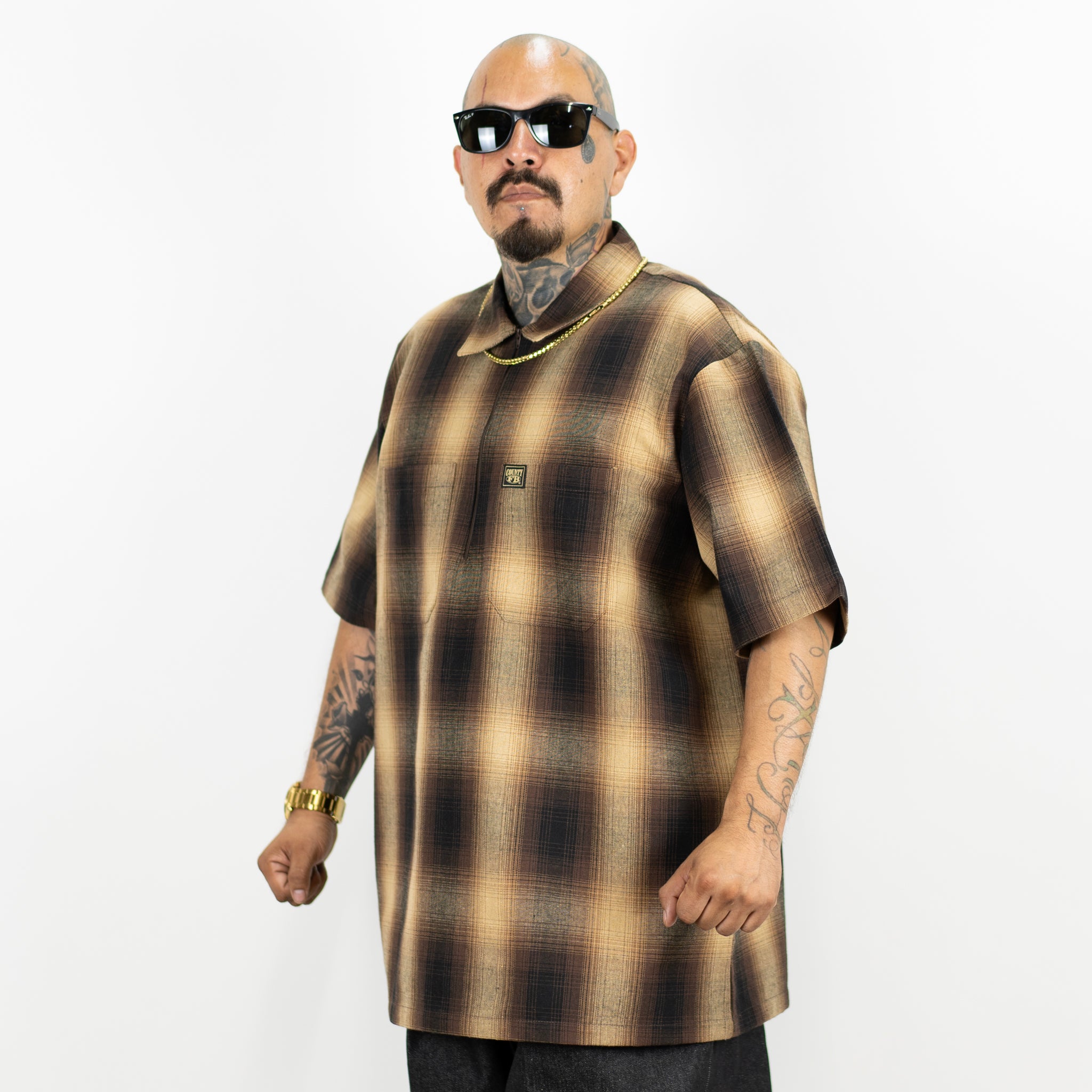 FB County Short Sleeve Checker Zip Shirt
