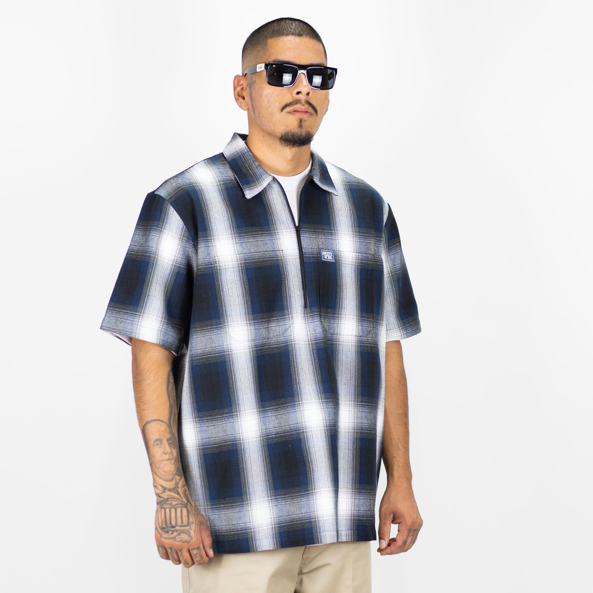 FB County Short Sleeve Checker Zip Shirt
