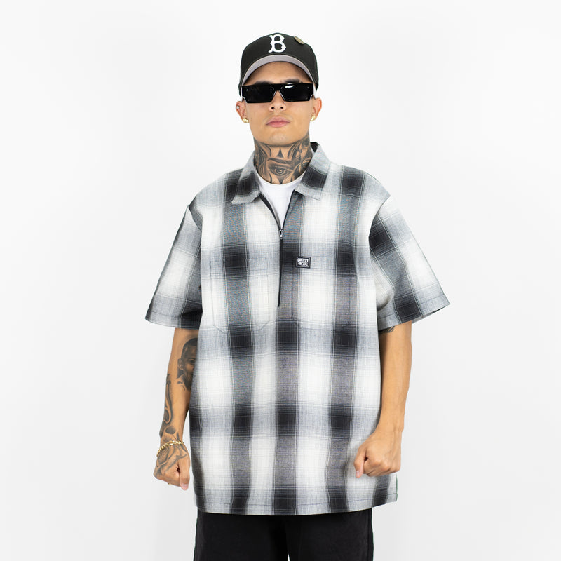 FB County Short Sleeve Checker Zip Shirt - Big & Tall Sizes