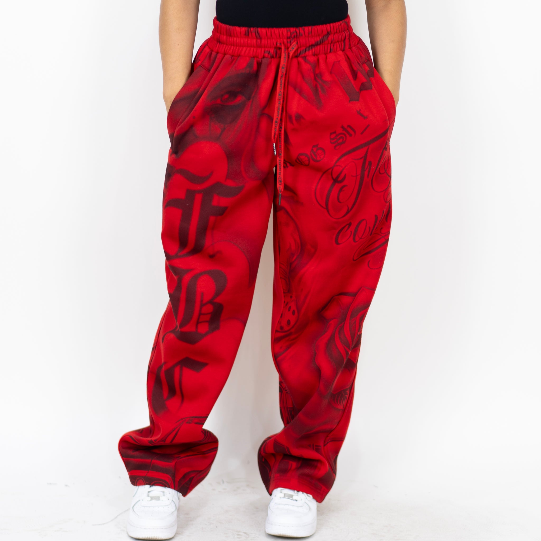 FB County Red Tatted Up Sweatpants