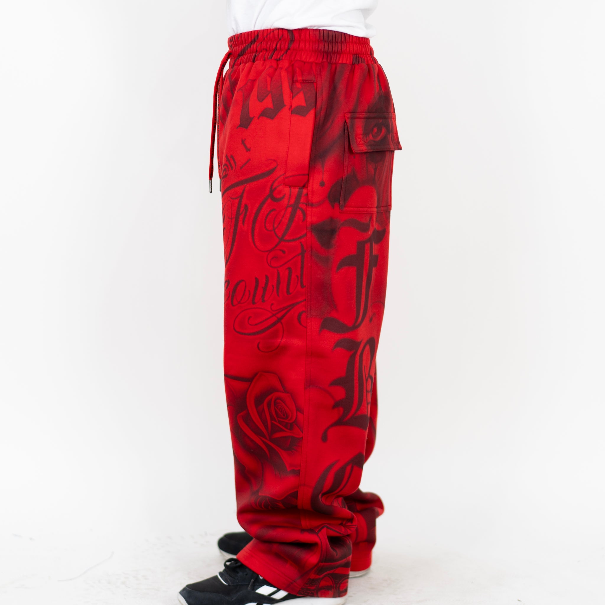 FB County Red Tatted Up Sweatpants