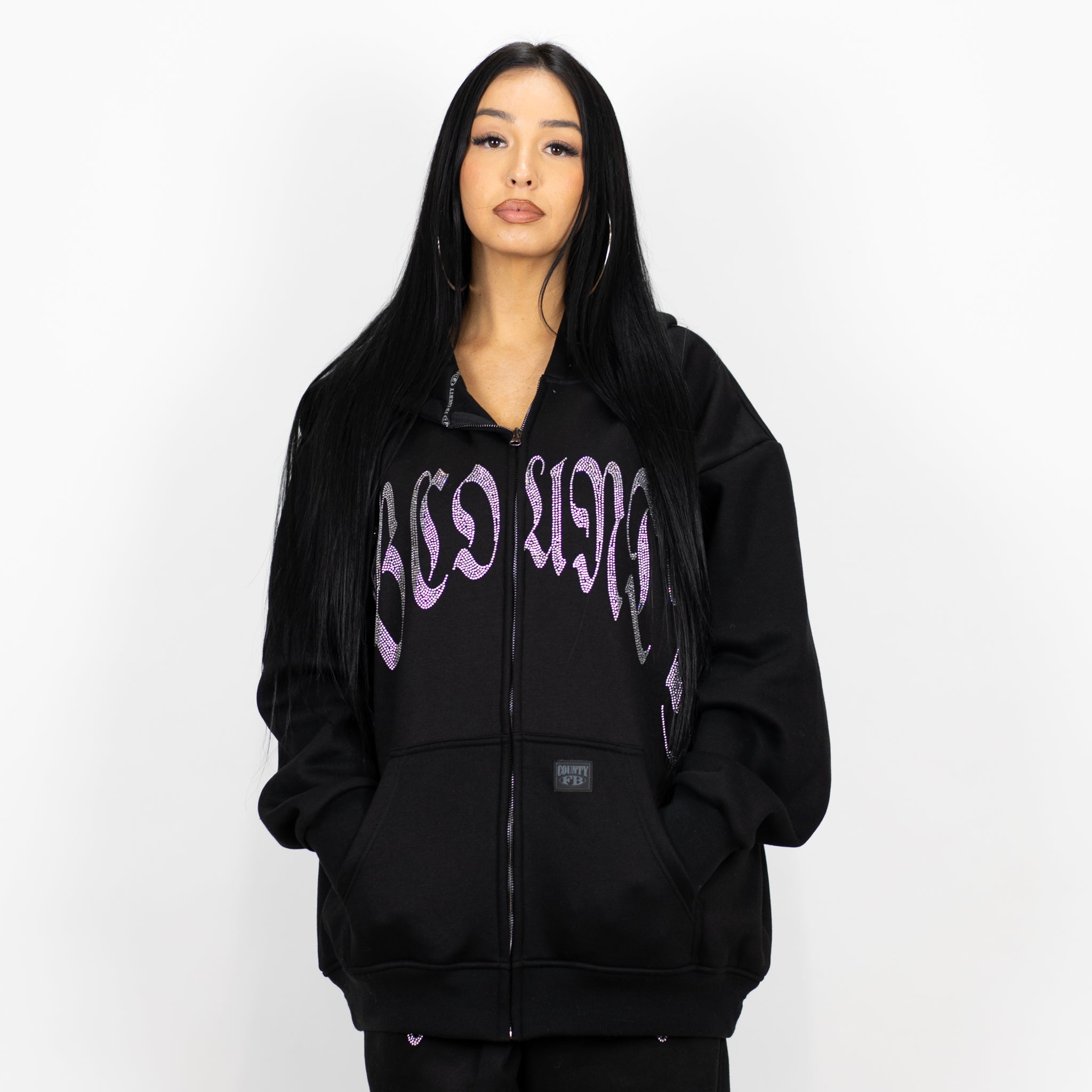 Bling zip up hoodies on sale